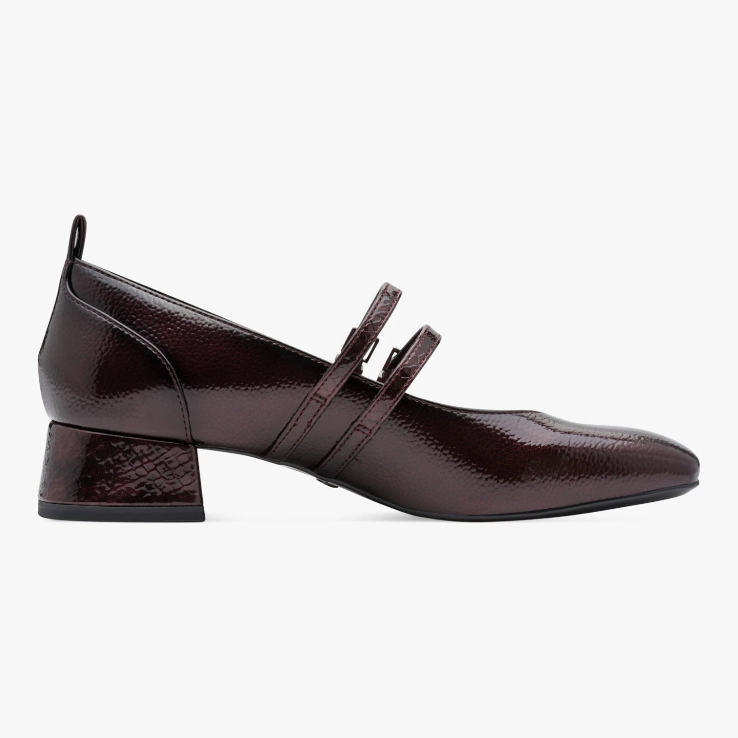 Tamaris Burgundy Patent Double-Strap Mary Jane Shoes