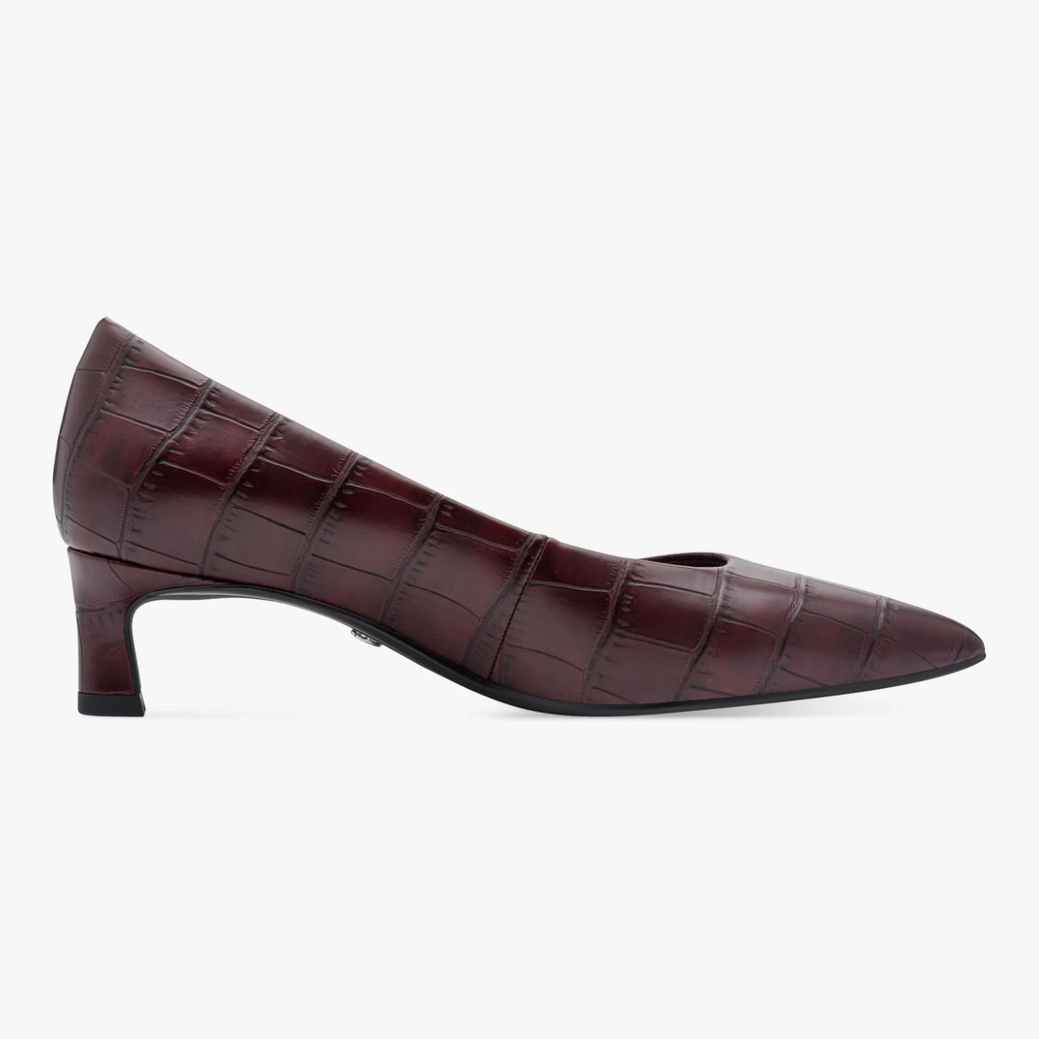 Tamaris Merlot Croc-Effect Kitten Heel Court Shoes