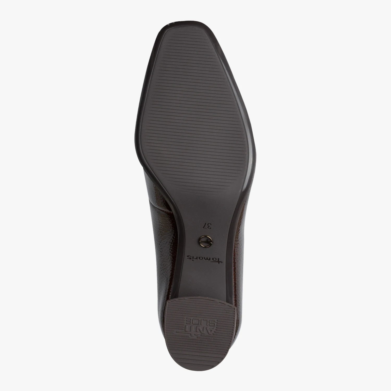 Tamaris Brown Patent Block Heel Court Shoes