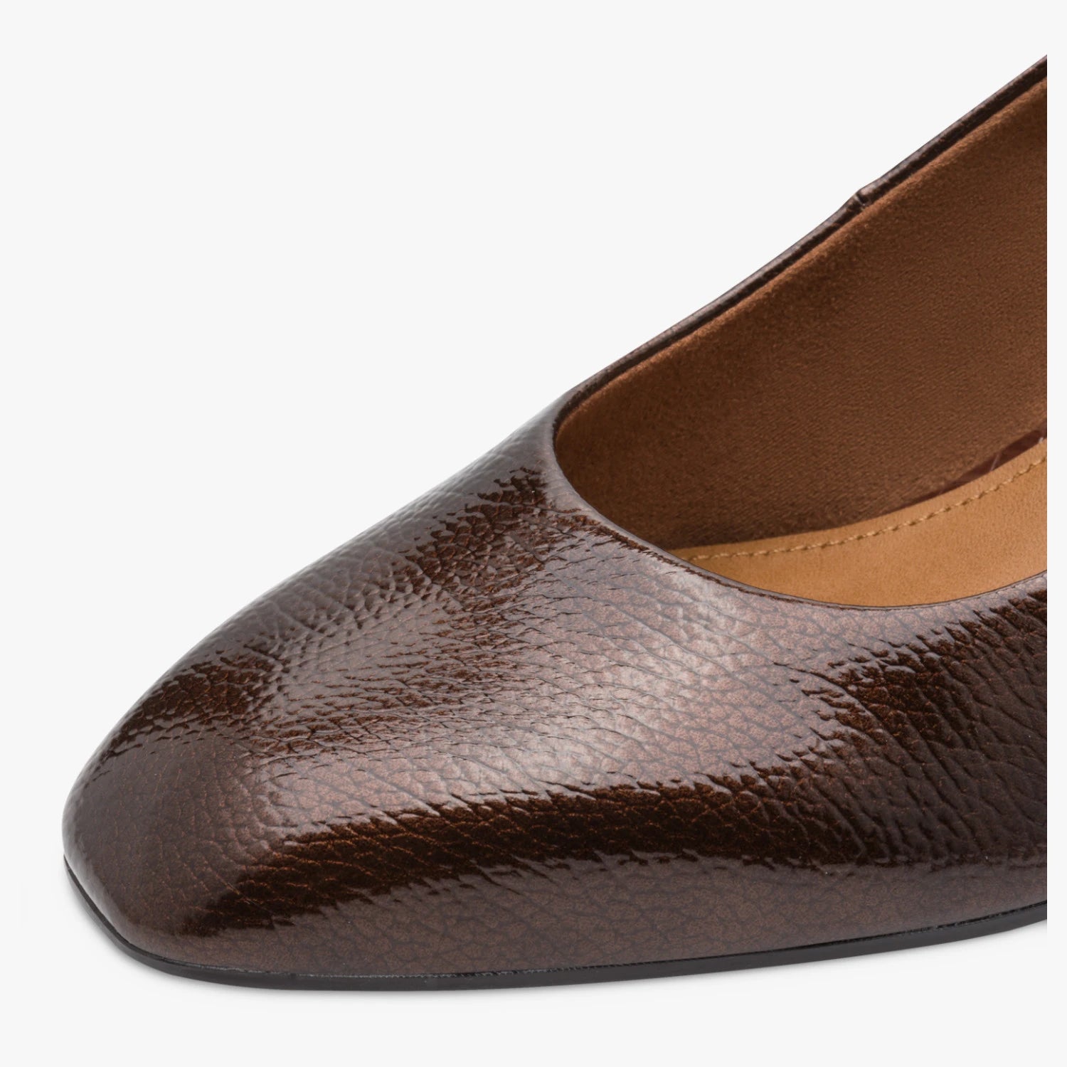 Tamaris Brown Patent Block Heel Court Shoes