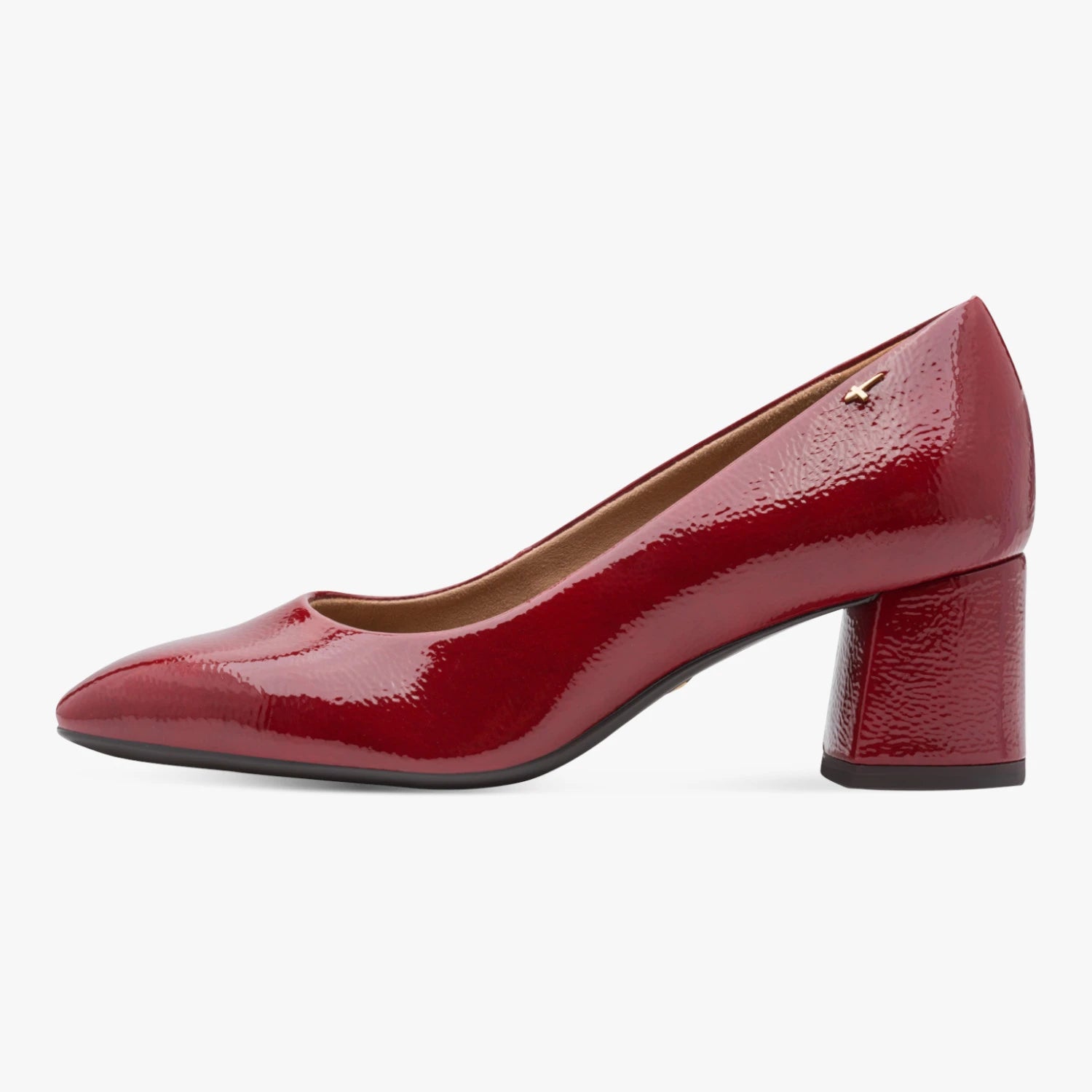 Tamaris Essentials Red Patent Block Heel Court Shoes