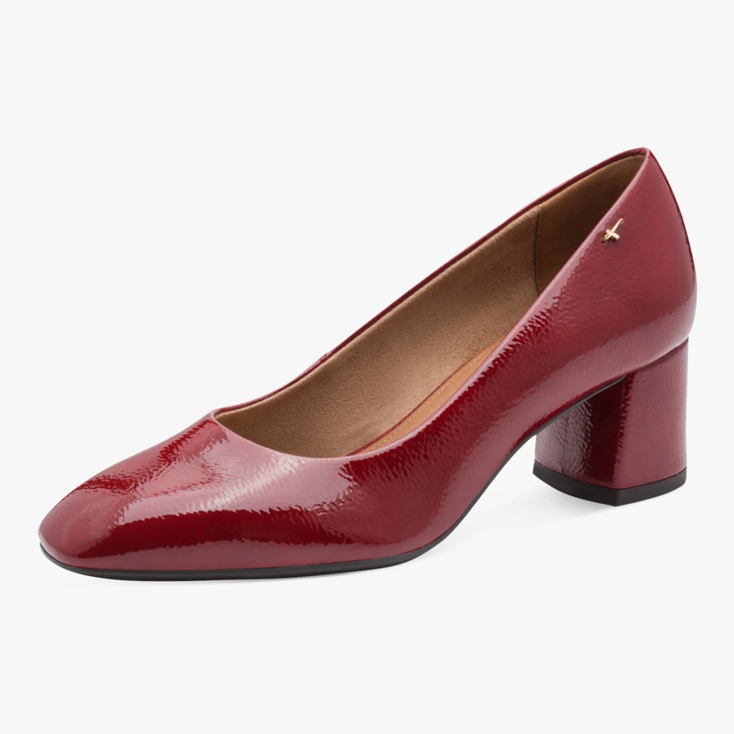 Tamaris Essentials Red Patent Block Heel Court Shoes