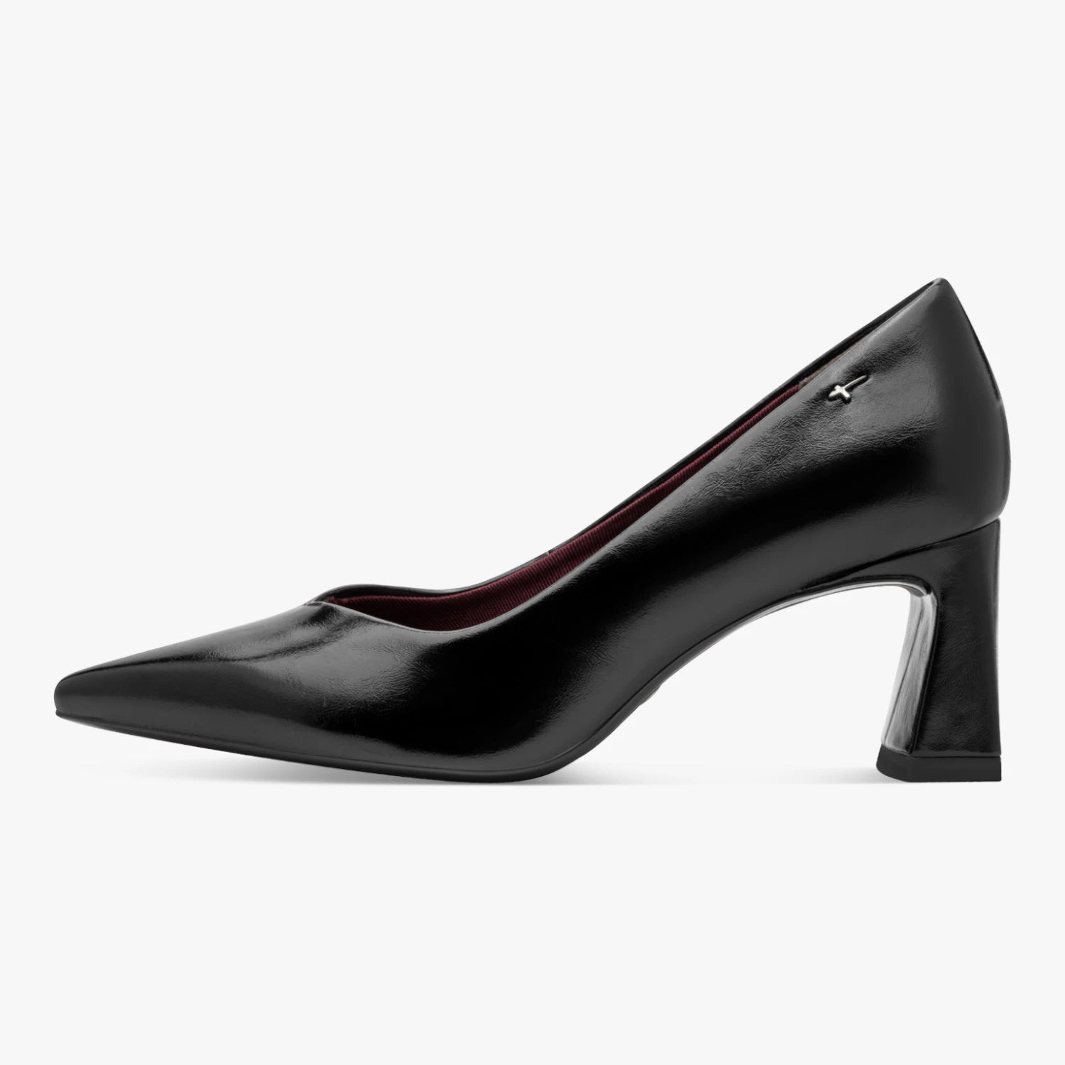 Tamaris Black Patent Pointed Toe Court Shoes
