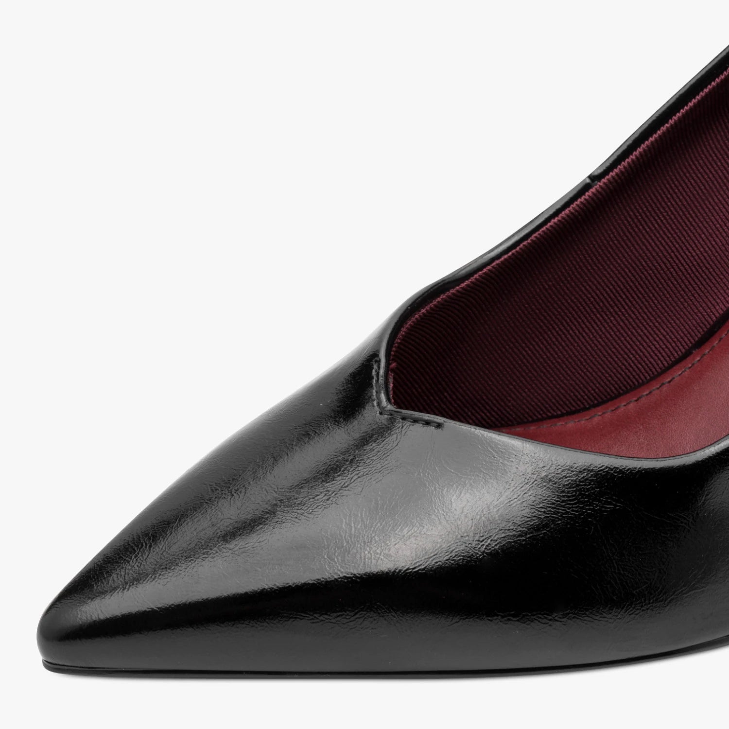 Tamaris Black Patent Pointed Toe Court Shoes
