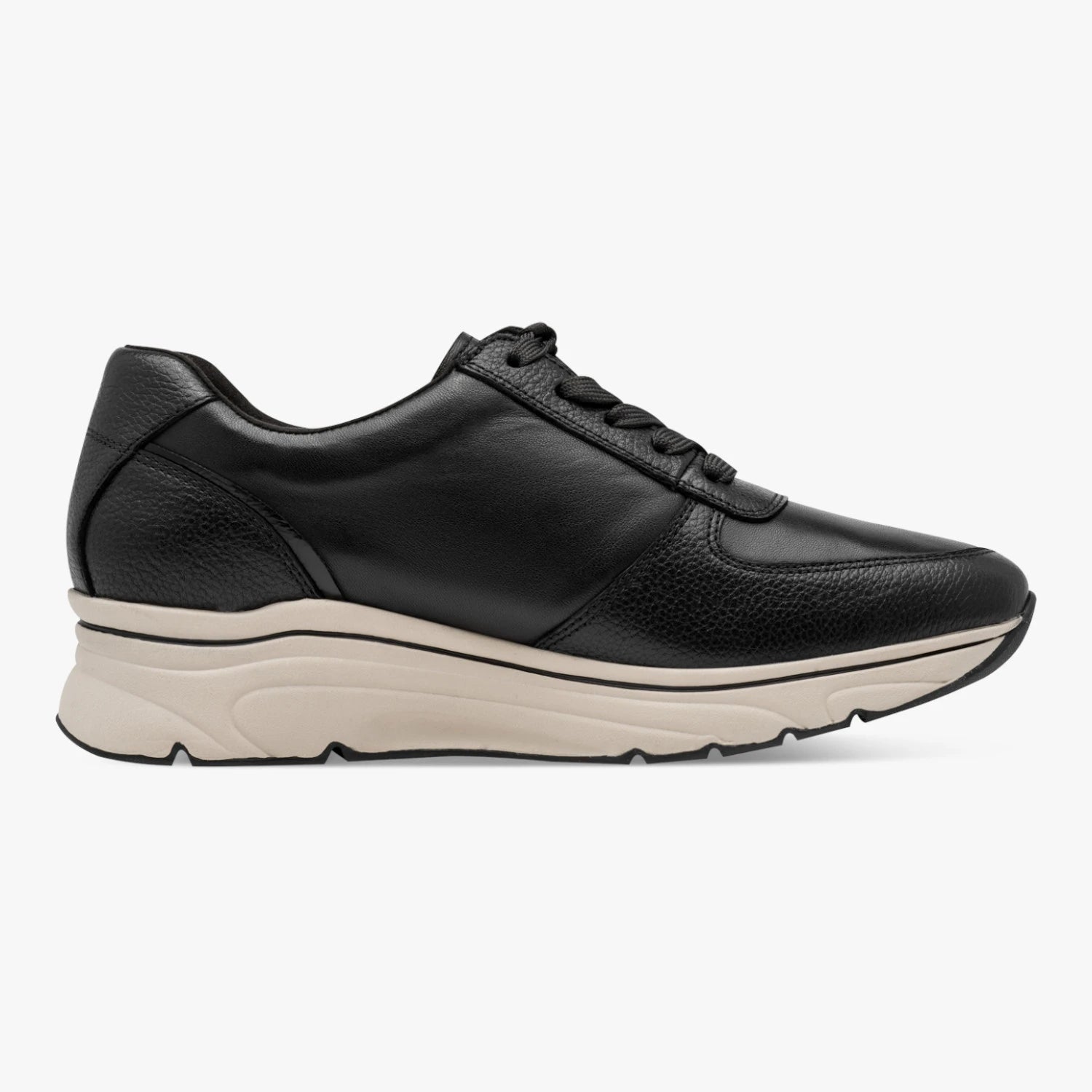 Tamaris Black Leather Wide Fit Trainer