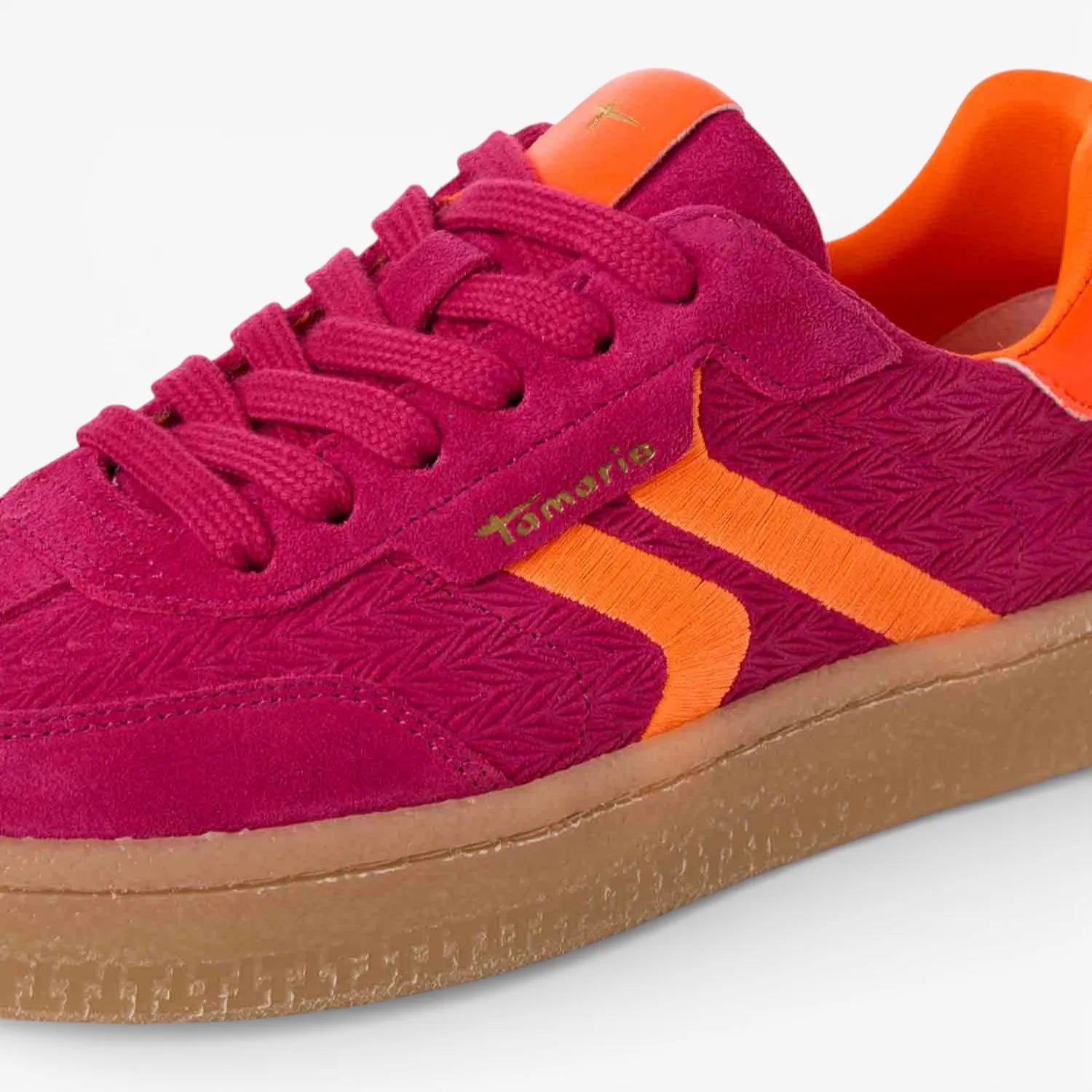 Tamaris Fuchsia Pink and Neon Orange Trainer (Removable Insole)