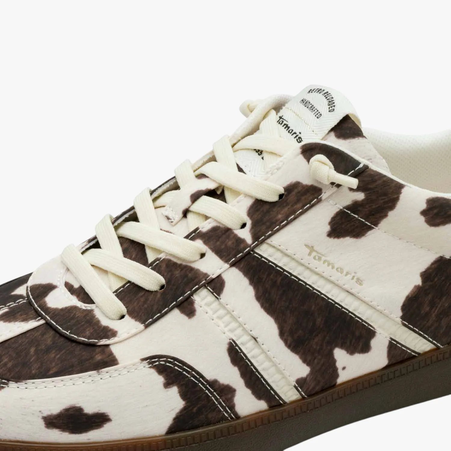 Tamaris Cow Print Lace Up Trainer