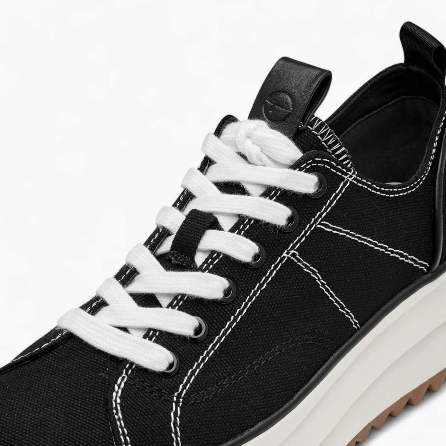 Tamaris Black Lace-Up Runner – Chunky Sole & Everyday Comfortable - Leavys Shoes