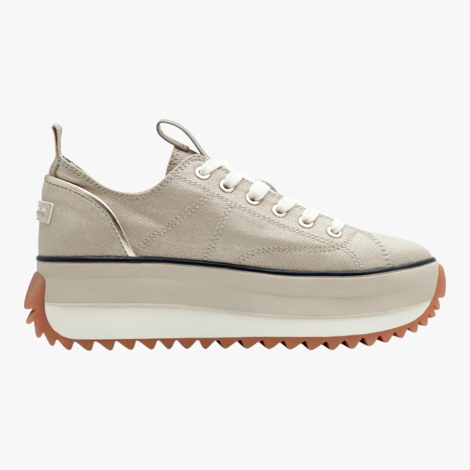Tamaris Essentials Light Gold Shimmer Platform Trainer