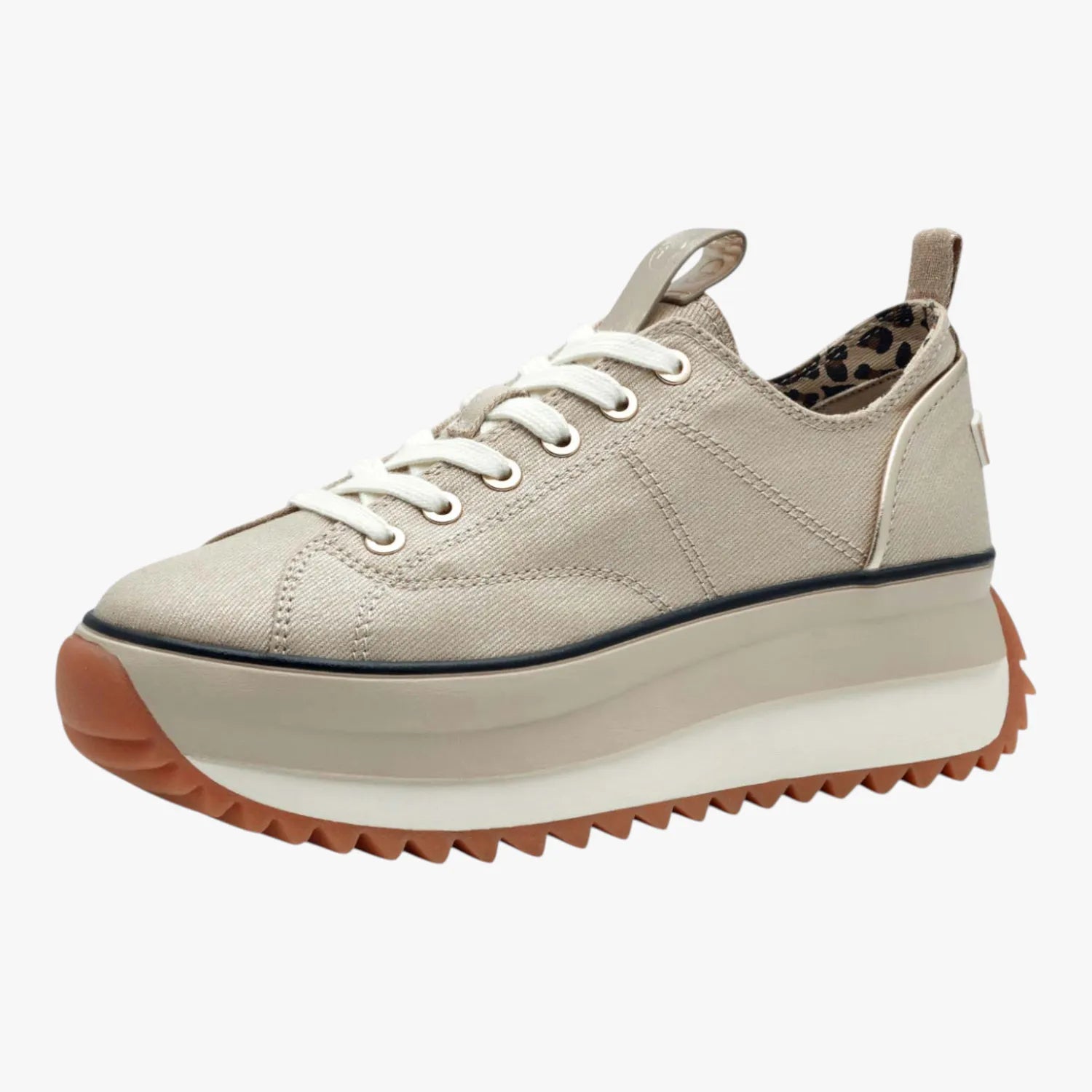Tamaris Essentials Light Gold Shimmer Platform Trainer