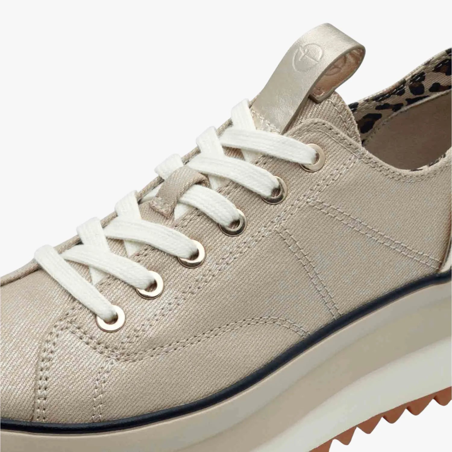 Tamaris Essentials Light Gold Shimmer Platform Trainer