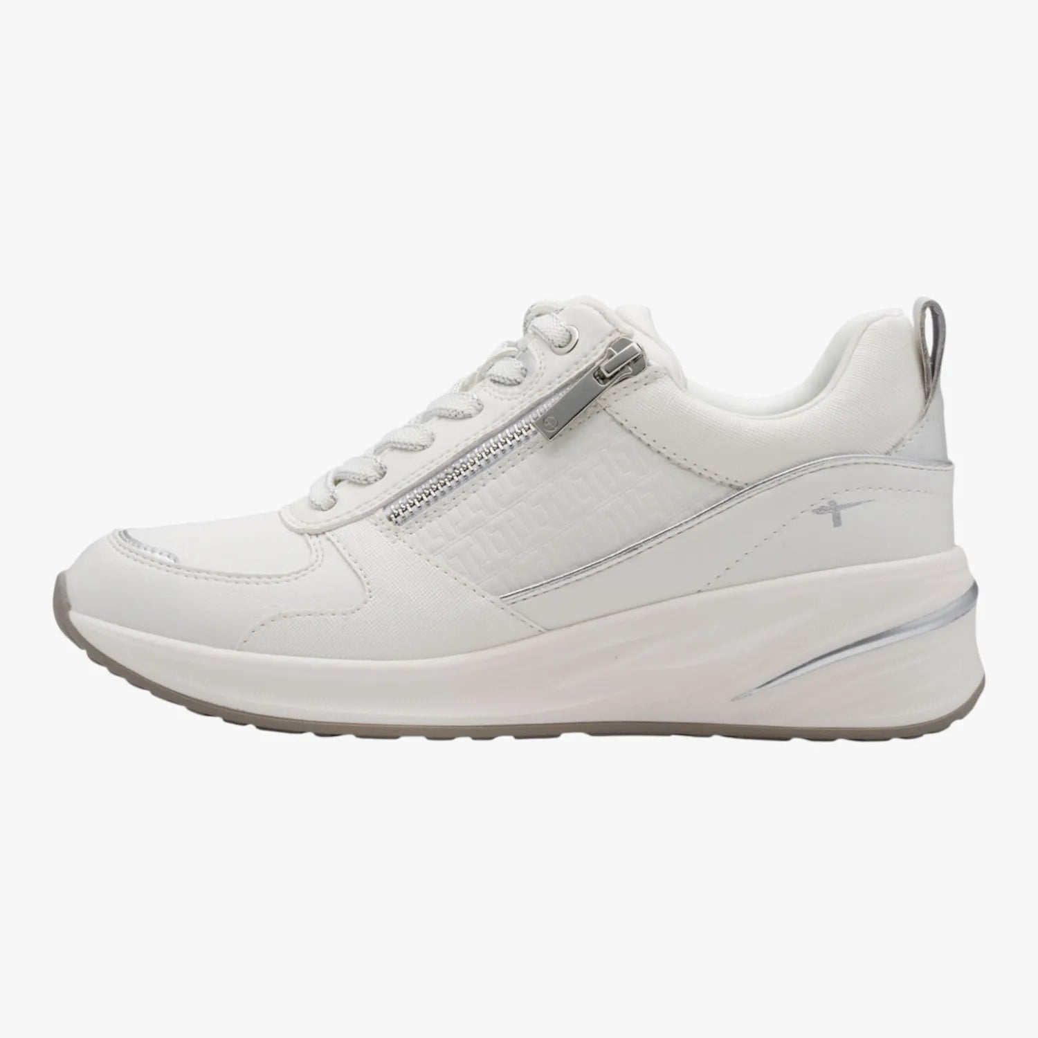 Tamaris White and Silver Wedge Trainers