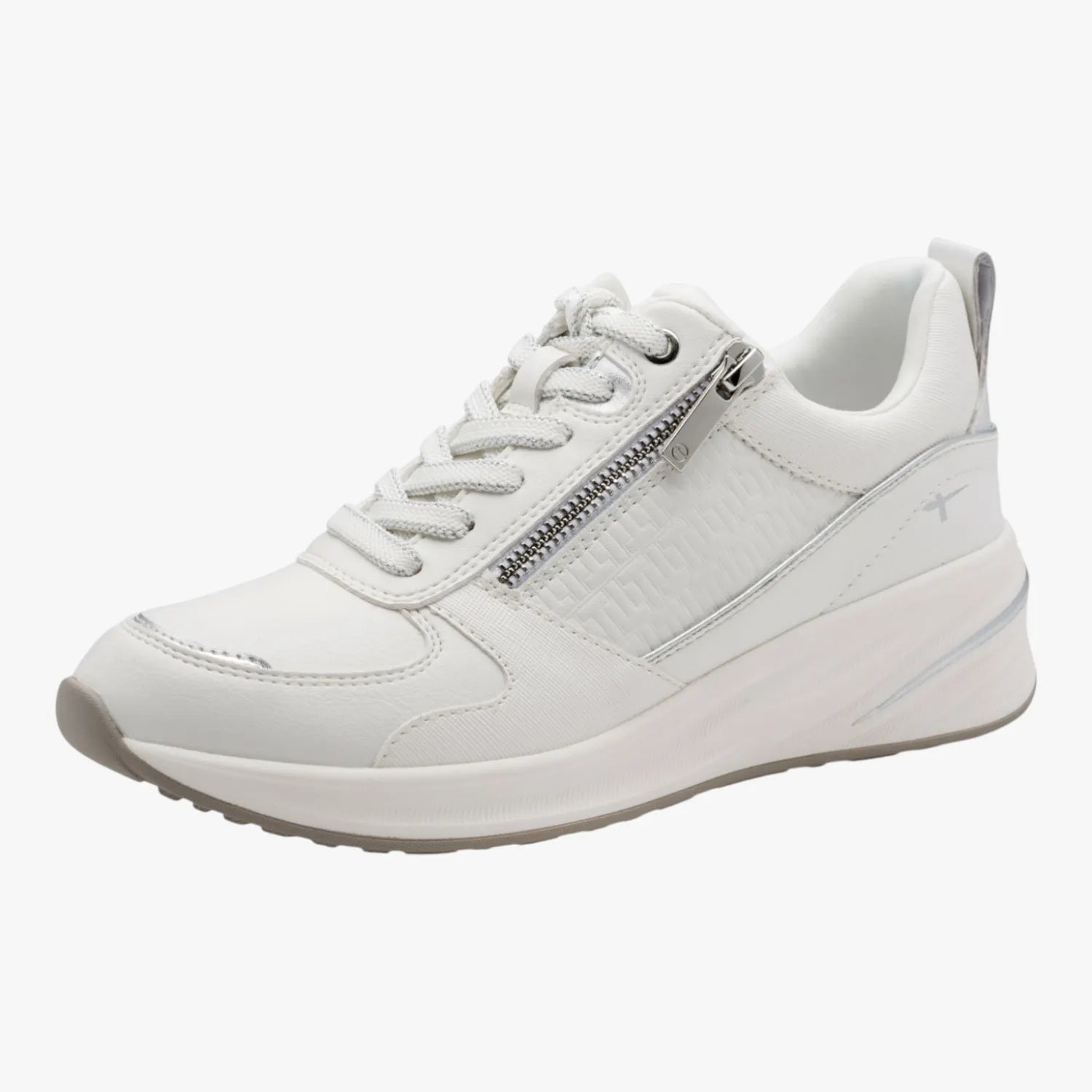 Tamaris White and Silver Wedge Trainers