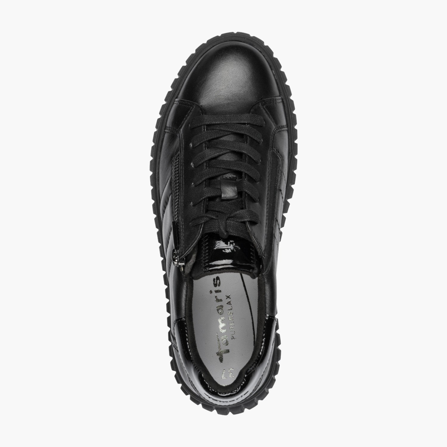 Tamaris Black Leather Platform Sneaker with Side Zip - Leavys Shoes