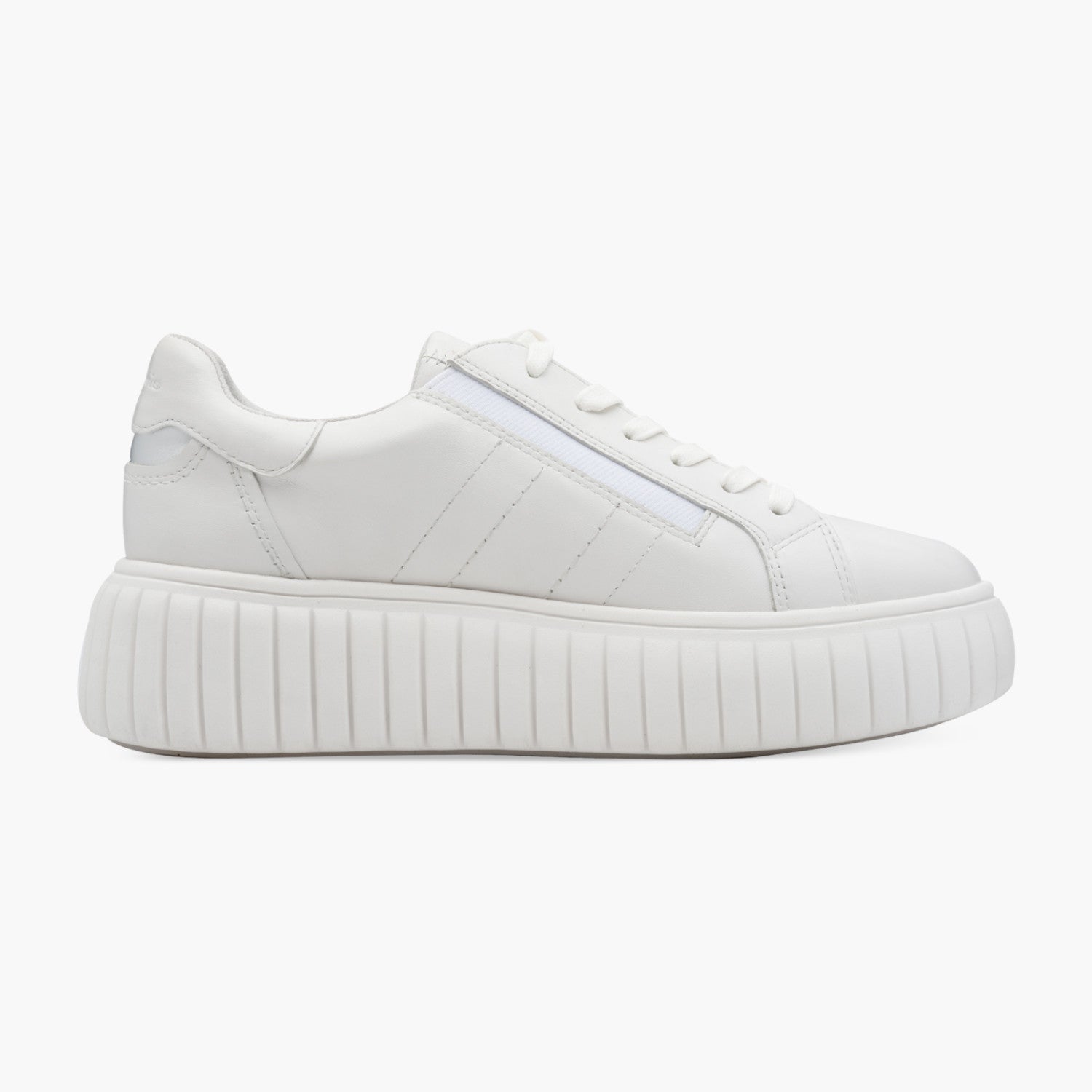 Tamaris White Leather Platform Sneaker with Zip Detail - Leavys Shoes
