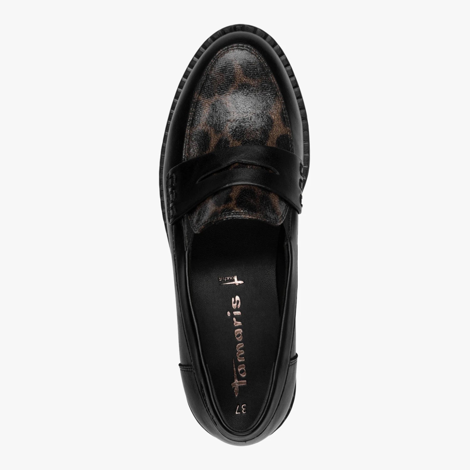 Tamaris Essentials Black Leopard Chunky Loafer