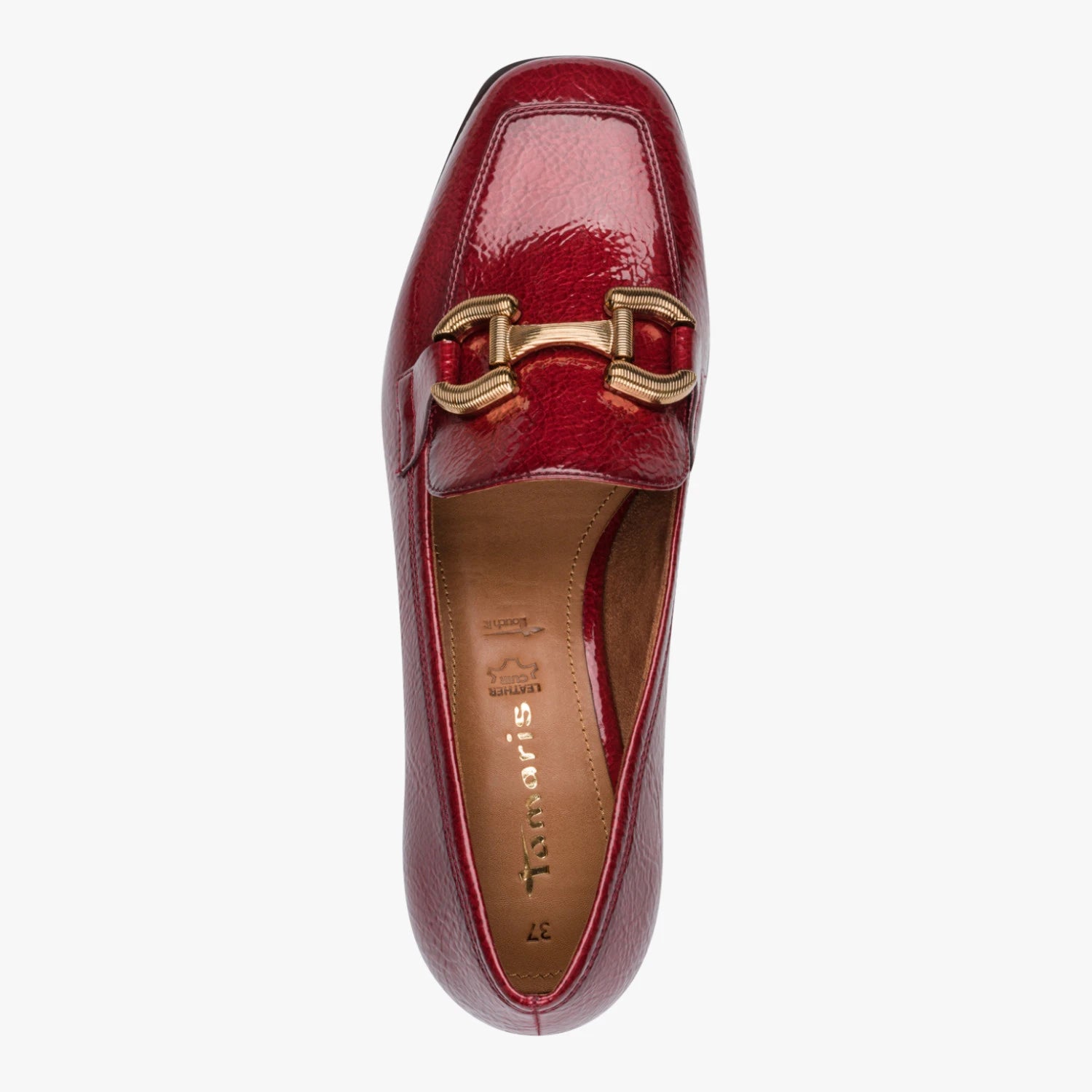 Tamaris Red Patent-Effect Block Heel Loafer