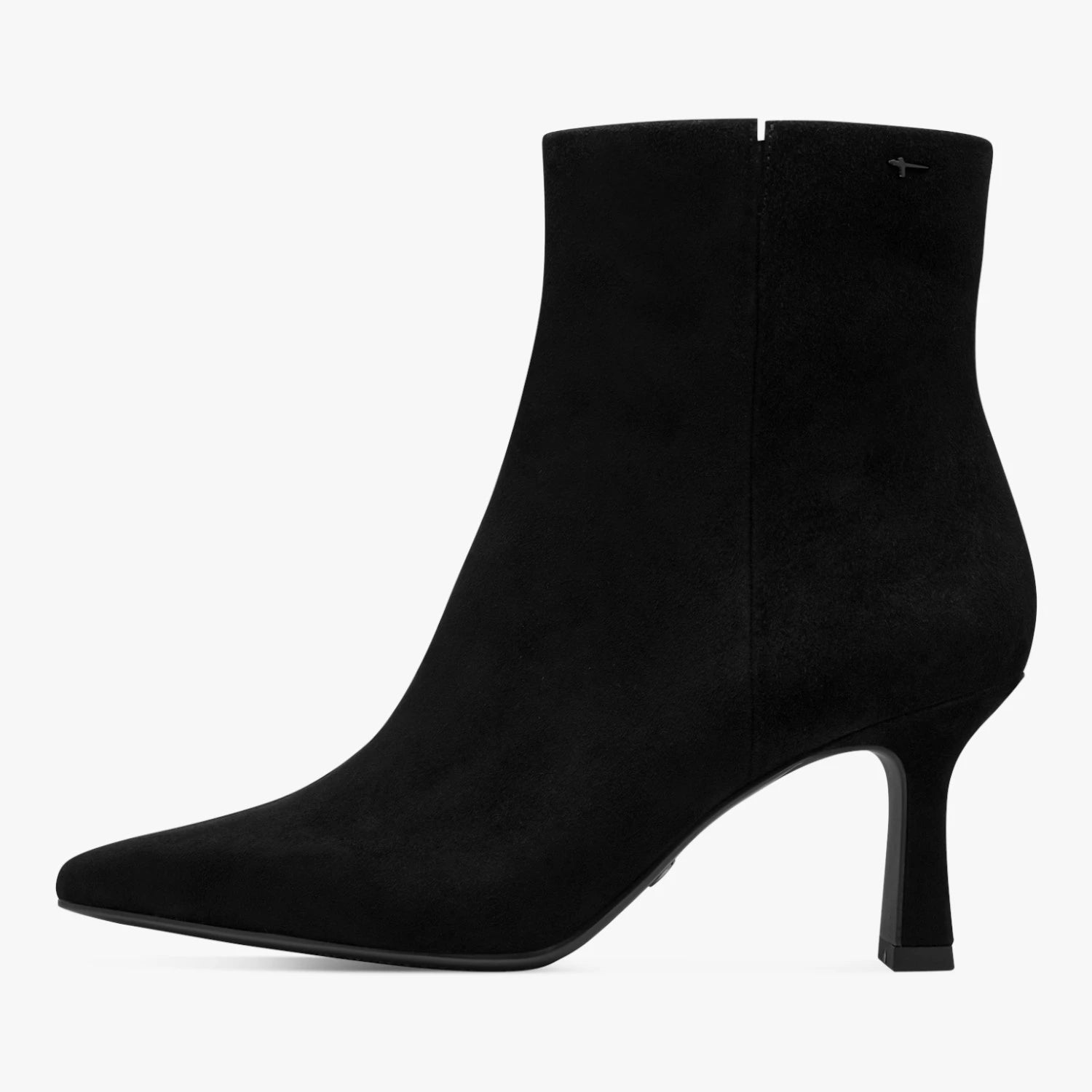 Tamaris Black Leather Pointed Toe Ankle Boots