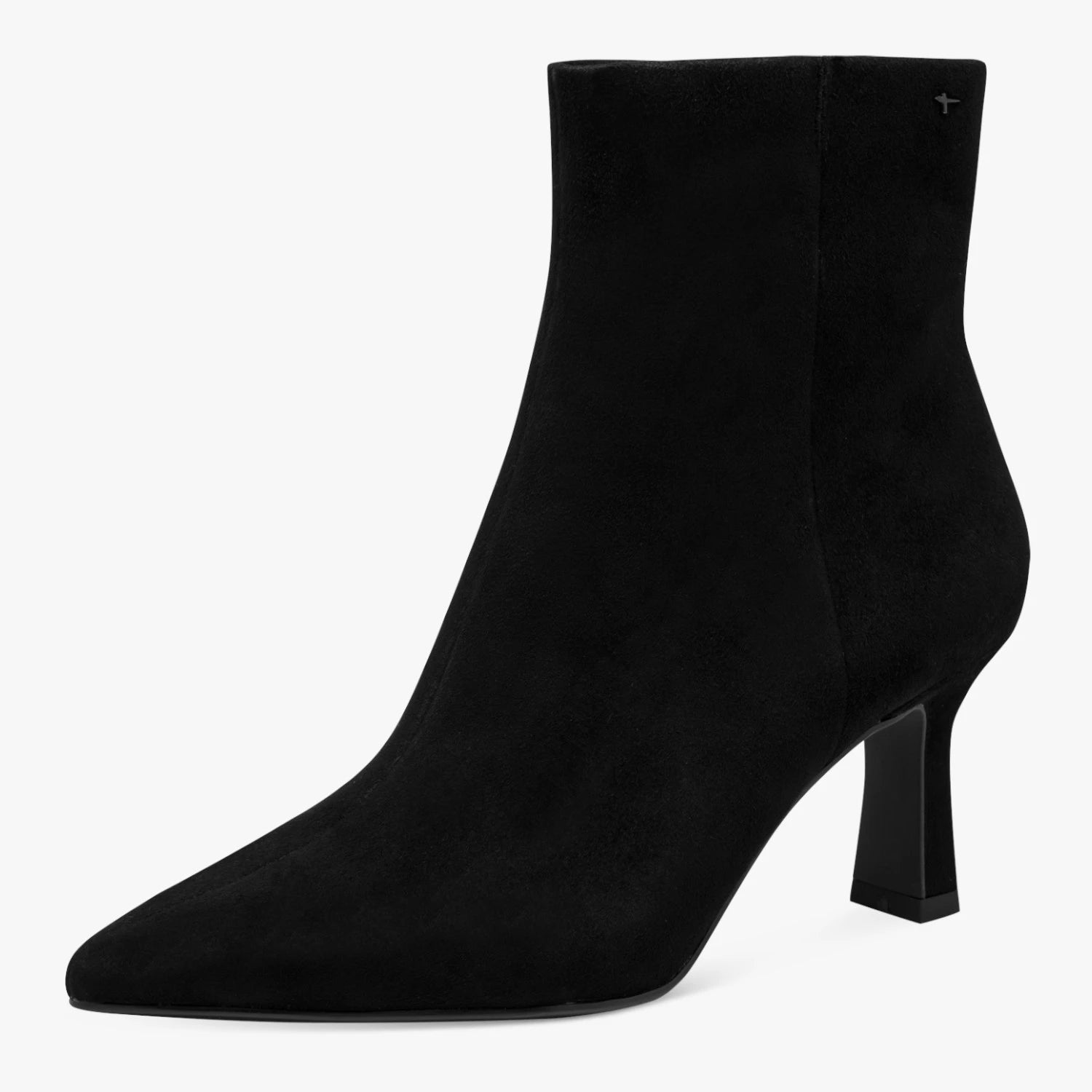 Tamaris Black Leather Pointed Toe Ankle Boots