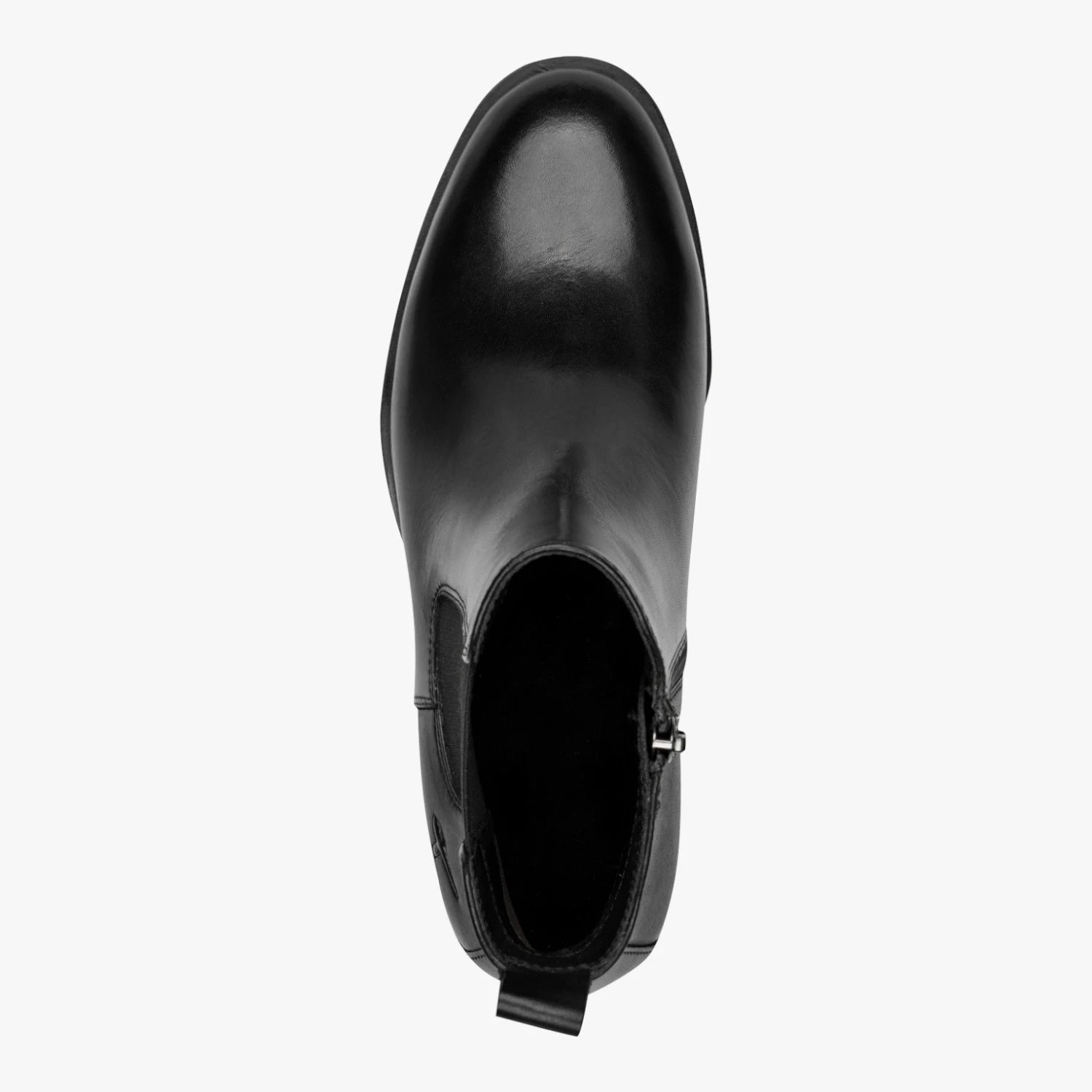 Tamaris Black Leather Low Heel Chelsea Ankle Boots