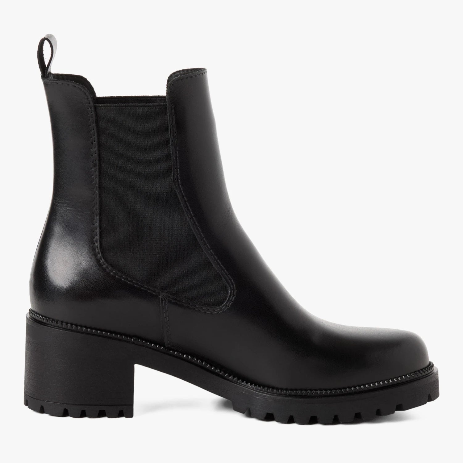 Tamaris Black Leather Block Heel Chelsea Boots