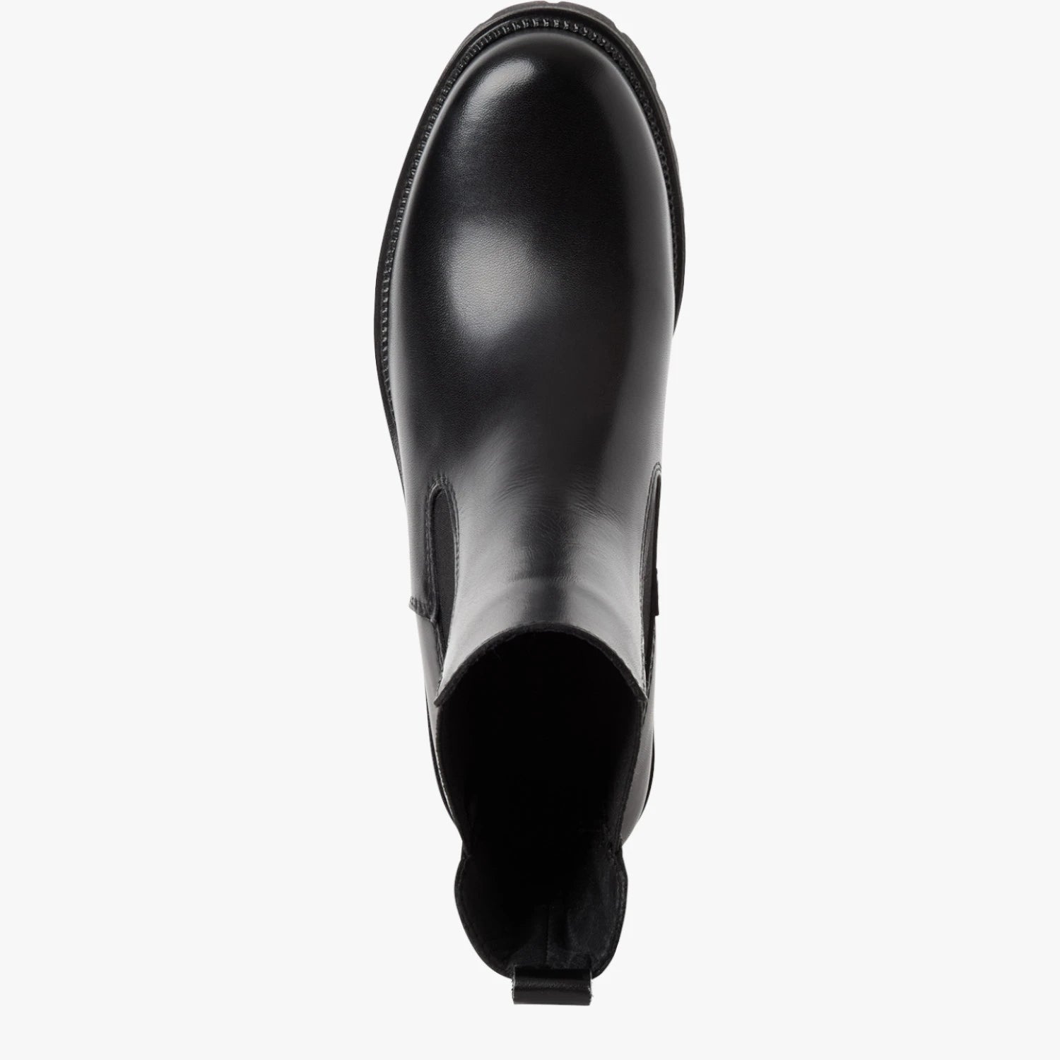 Tamaris Black Leather Block Heel Chelsea Boots