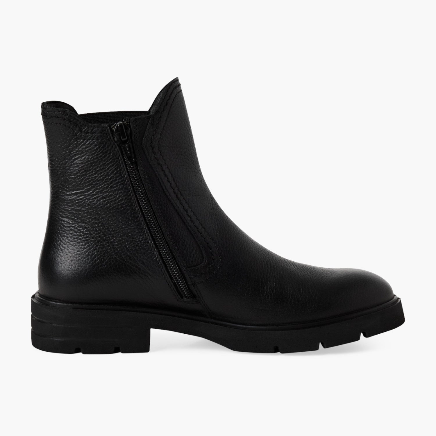 Tamaris Black Leather Chelsea Boots with Zip & Block Heel - Leavys Shoes
