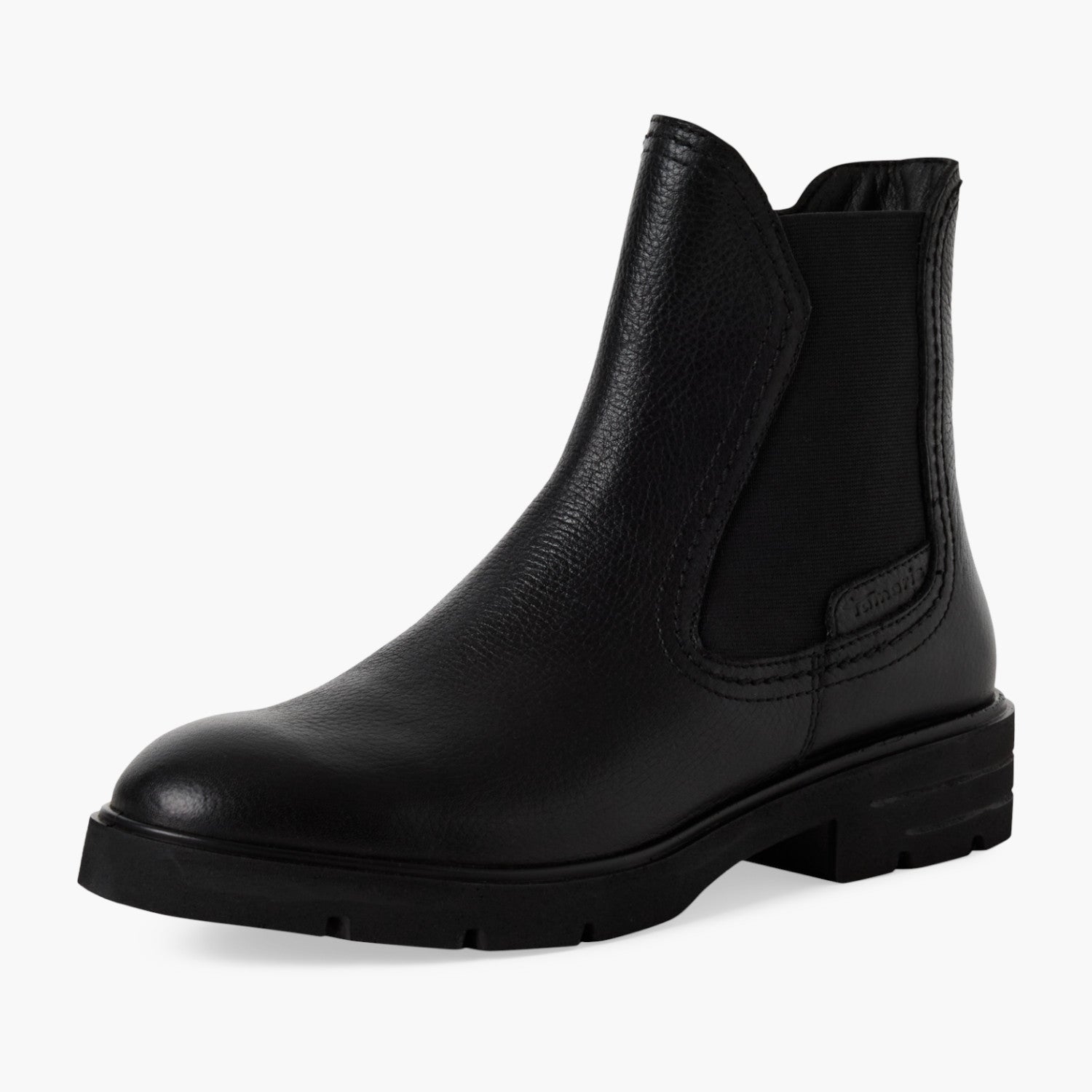 Tamaris Black Leather Chelsea Boots with Zip & Block Heel - Leavys Shoes