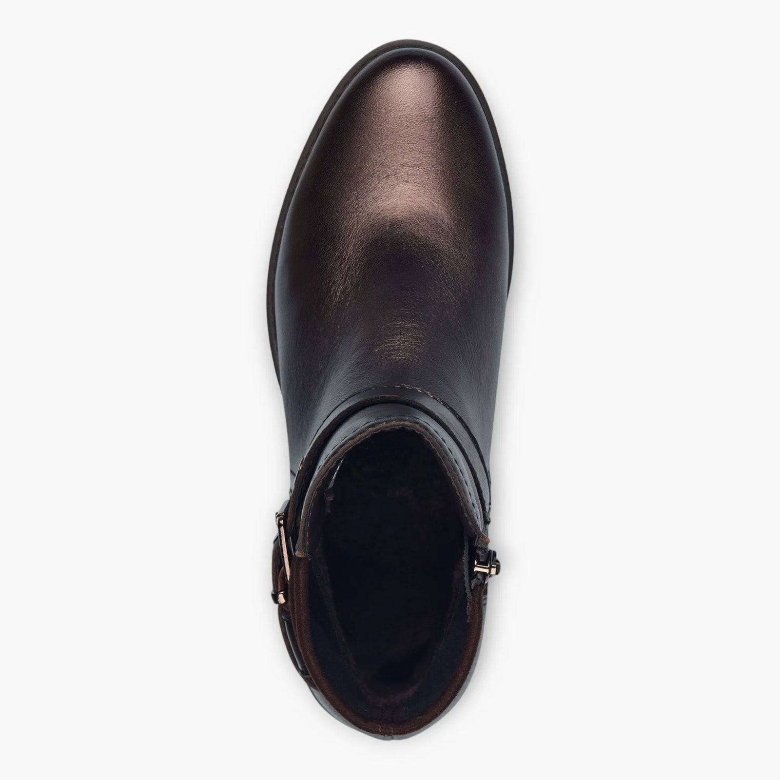 Tamaris Dark Brown Ankle Boots with Block Heel & Buckle Detail - Chunky Sole, Comfort Fit - Leavys Shoes