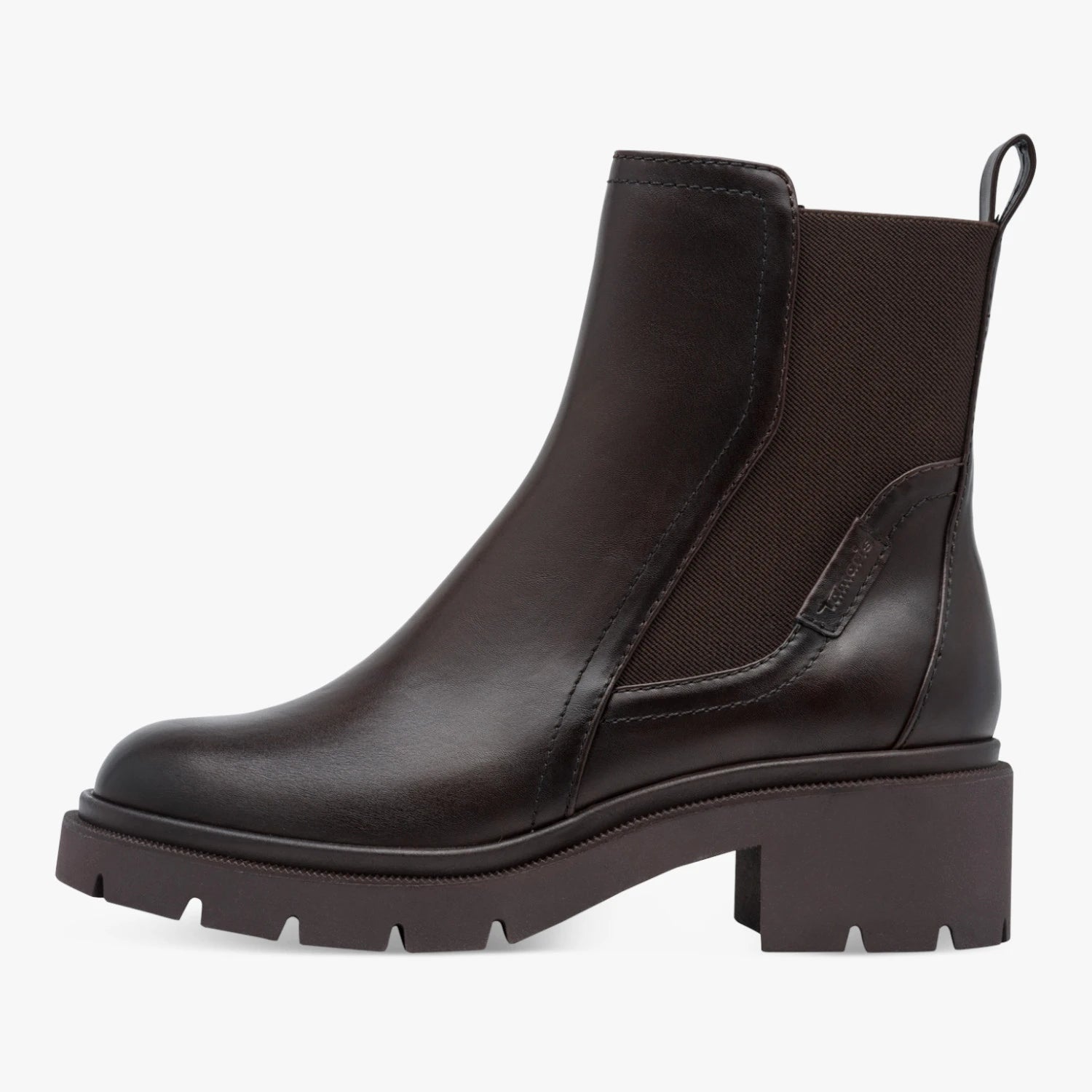 Tamaris Chocolate Brown Chunky Sole Chelsea Boots