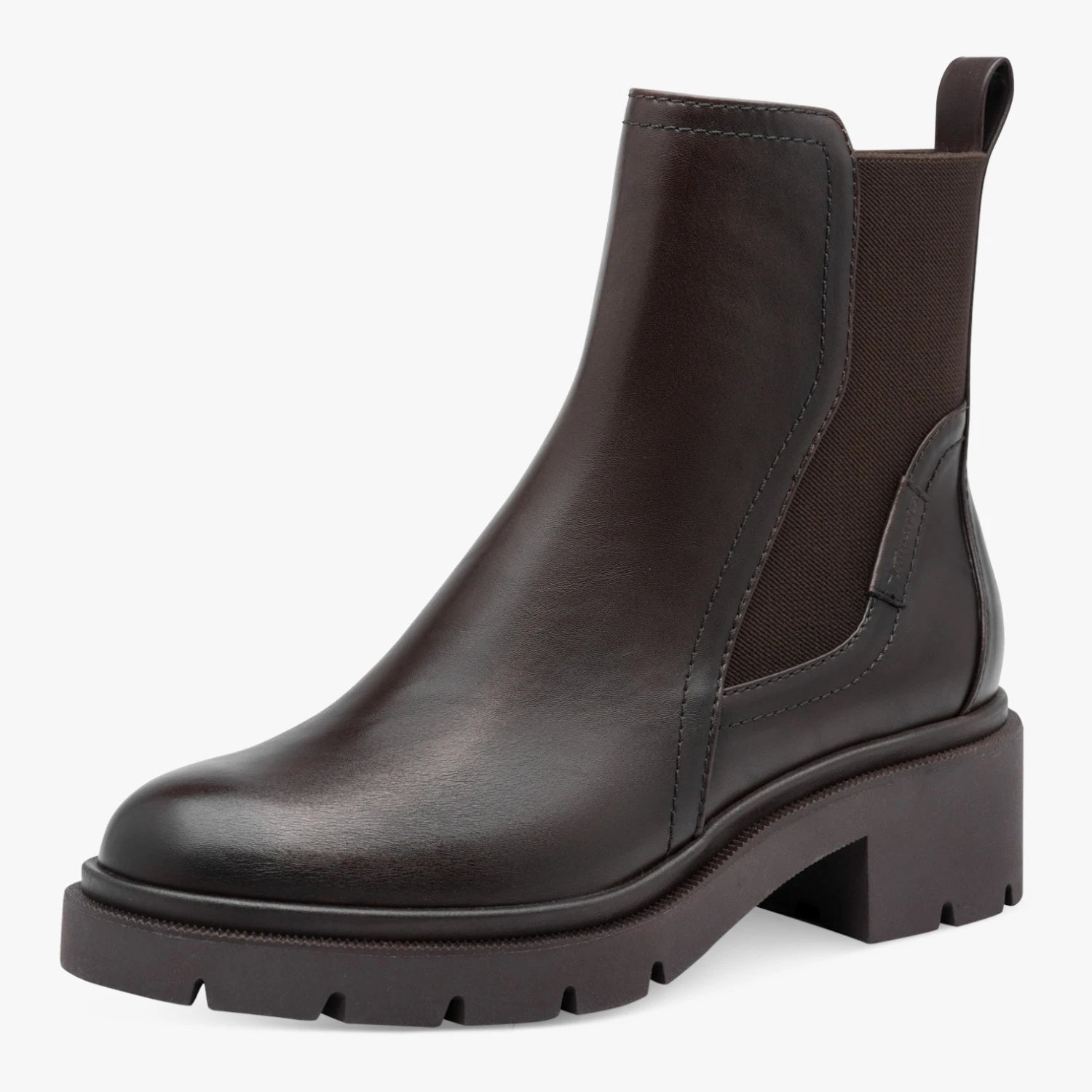 Tamaris Chocolate Brown Chunky Sole Chelsea Boots