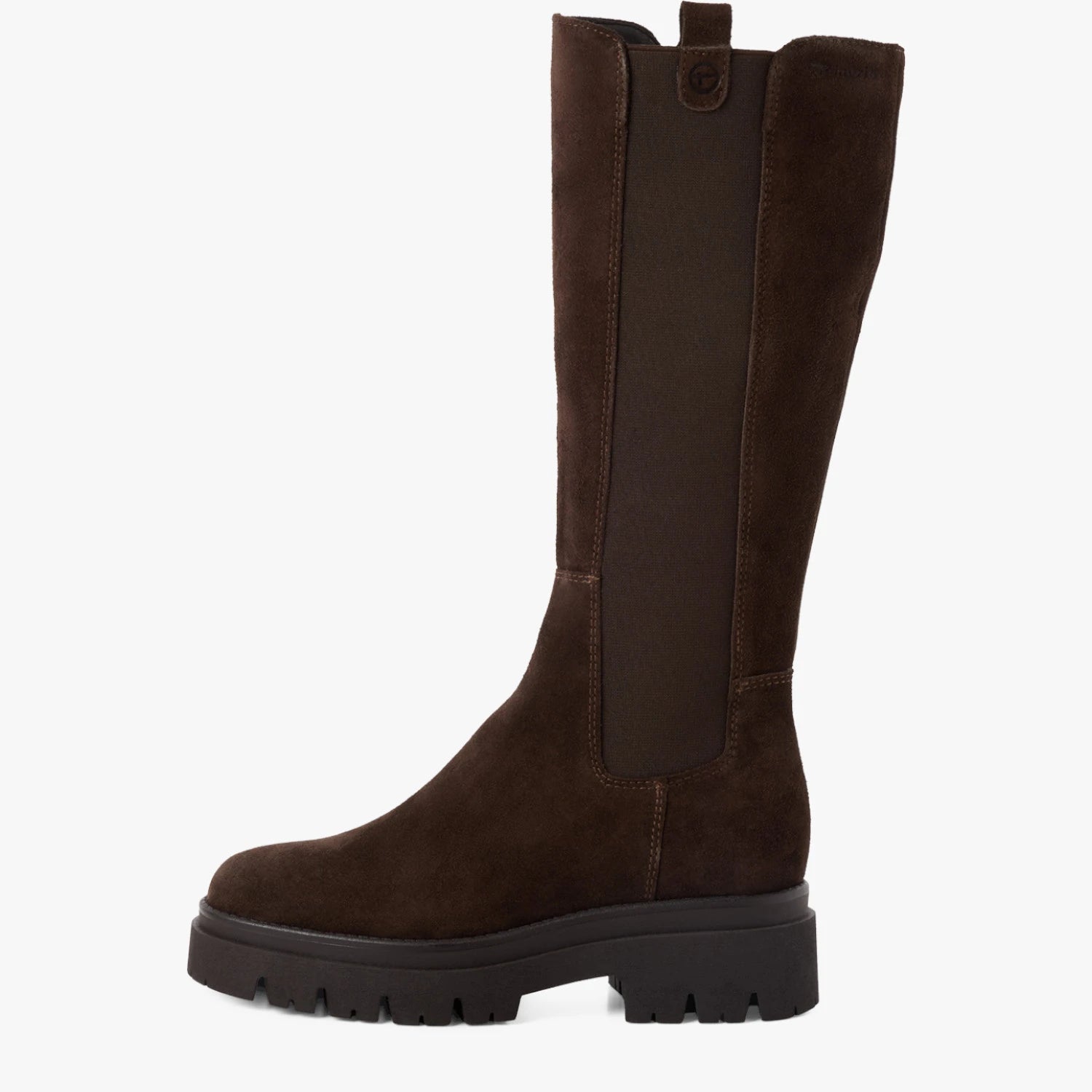 Tamaris Chocolate Brown Suede Chunky Knee-High Boots