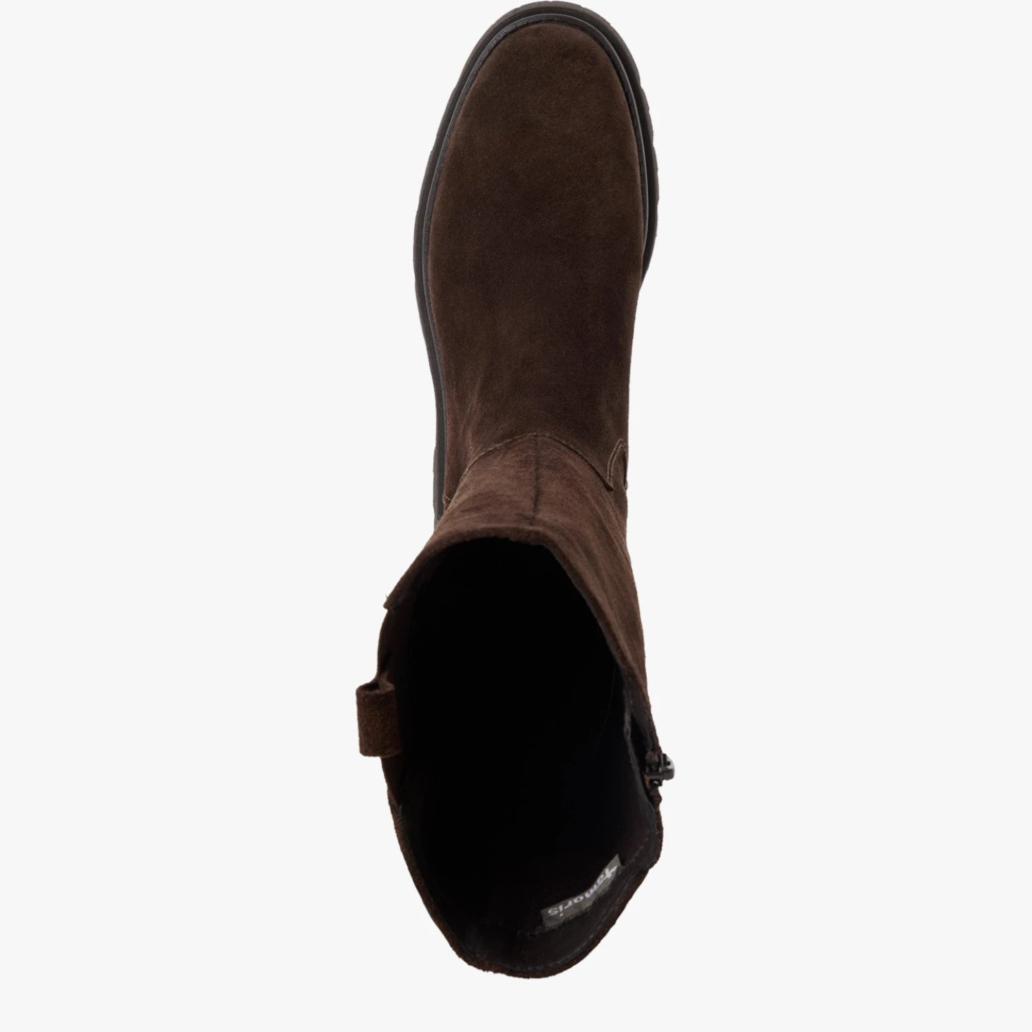 Tamaris Chocolate Brown Suede Chunky Knee-High Boots