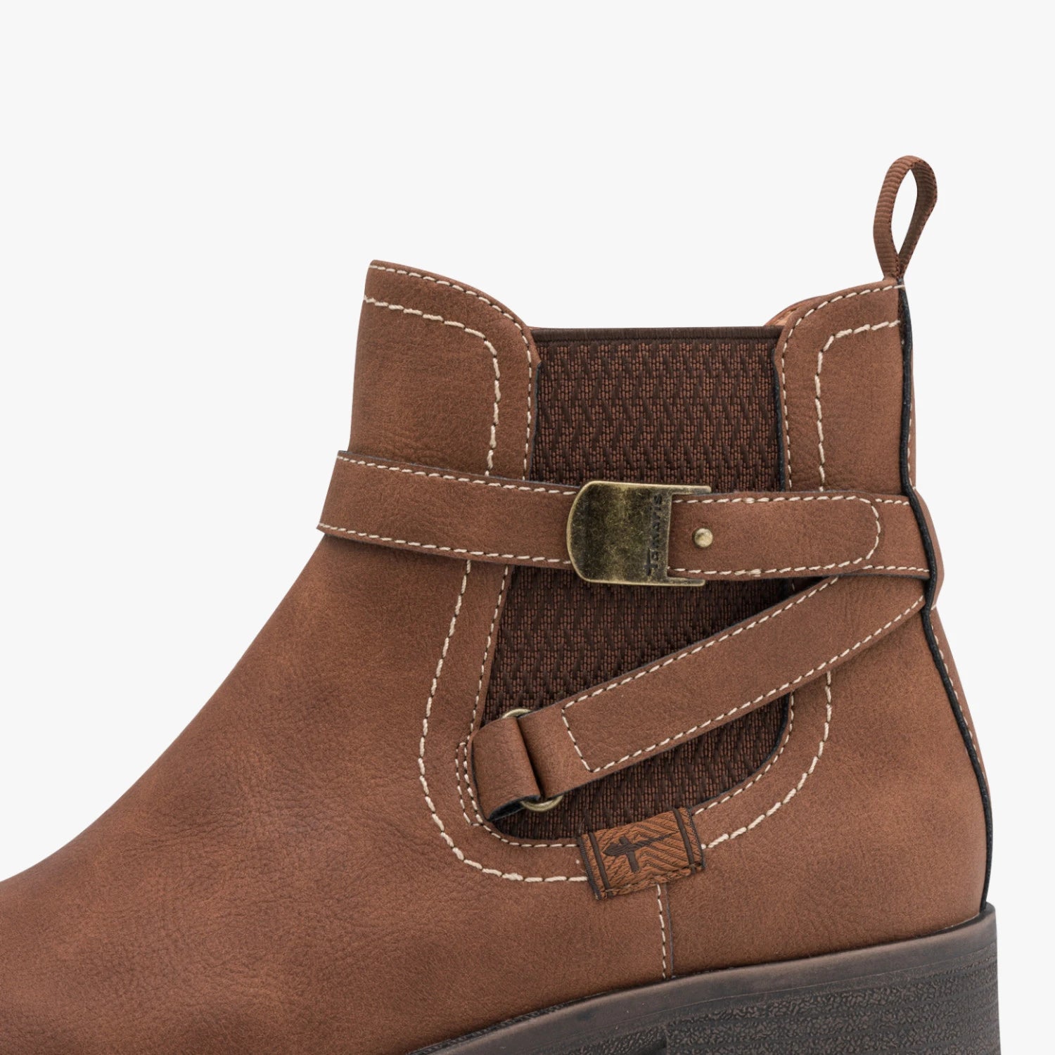 Tamaris Brown Buckle Detail Chelsea Ankle Boots