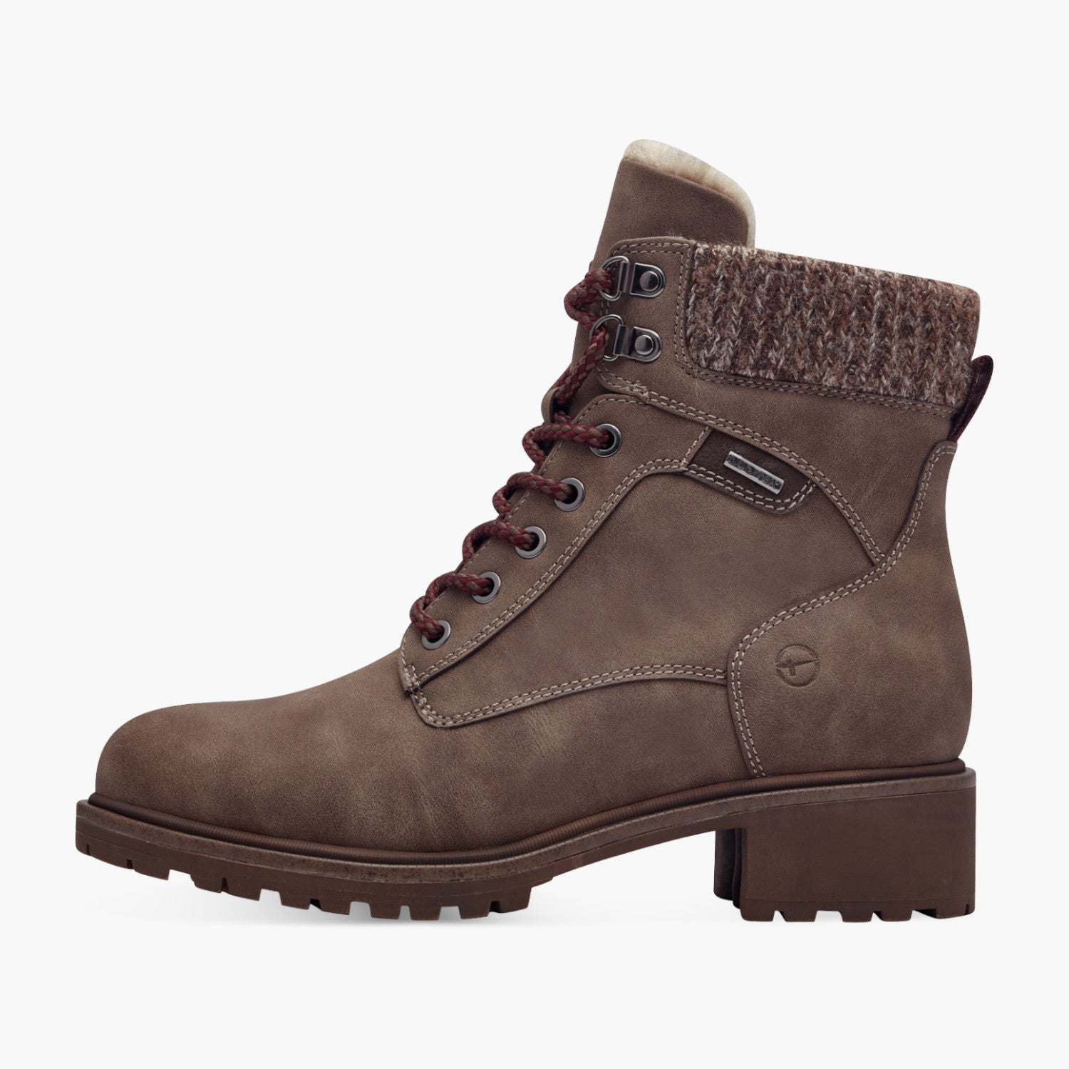 Tamaris Brown DuoTex Lace‑Up Ankle Boots with Faux‑Fur Cuff - Leavys Shoes