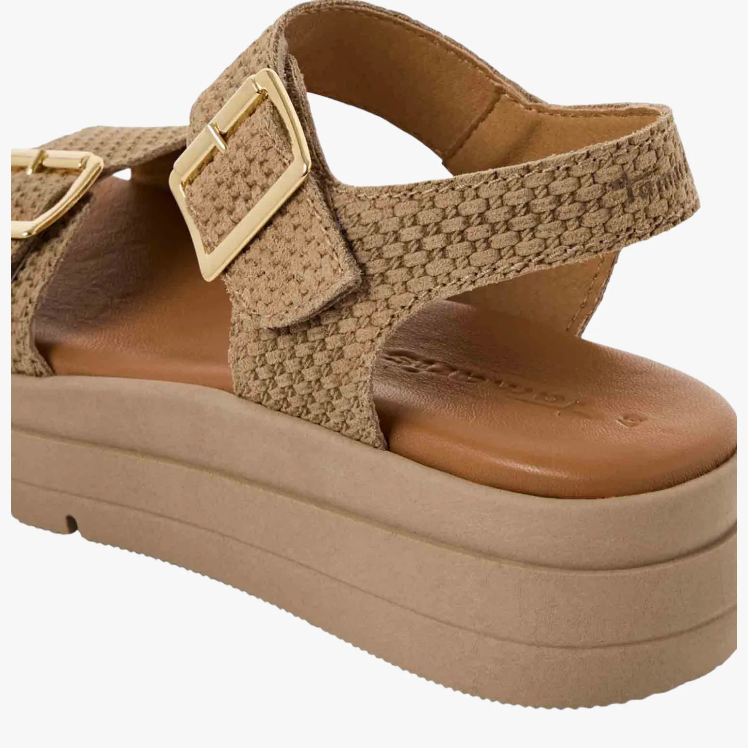 Tamaris Taupe Structured Platform Sandal