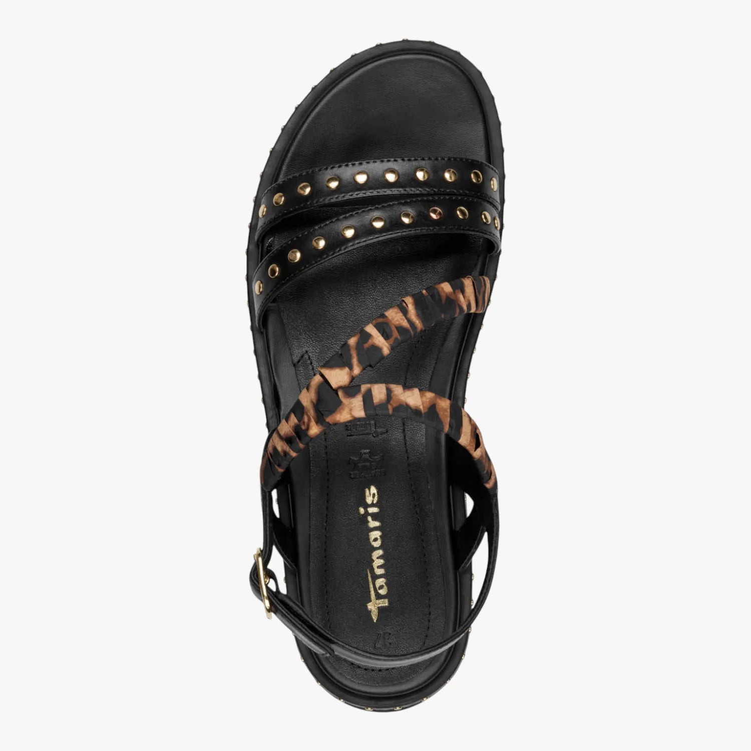 Tamaris Black Comb Studded Sandal