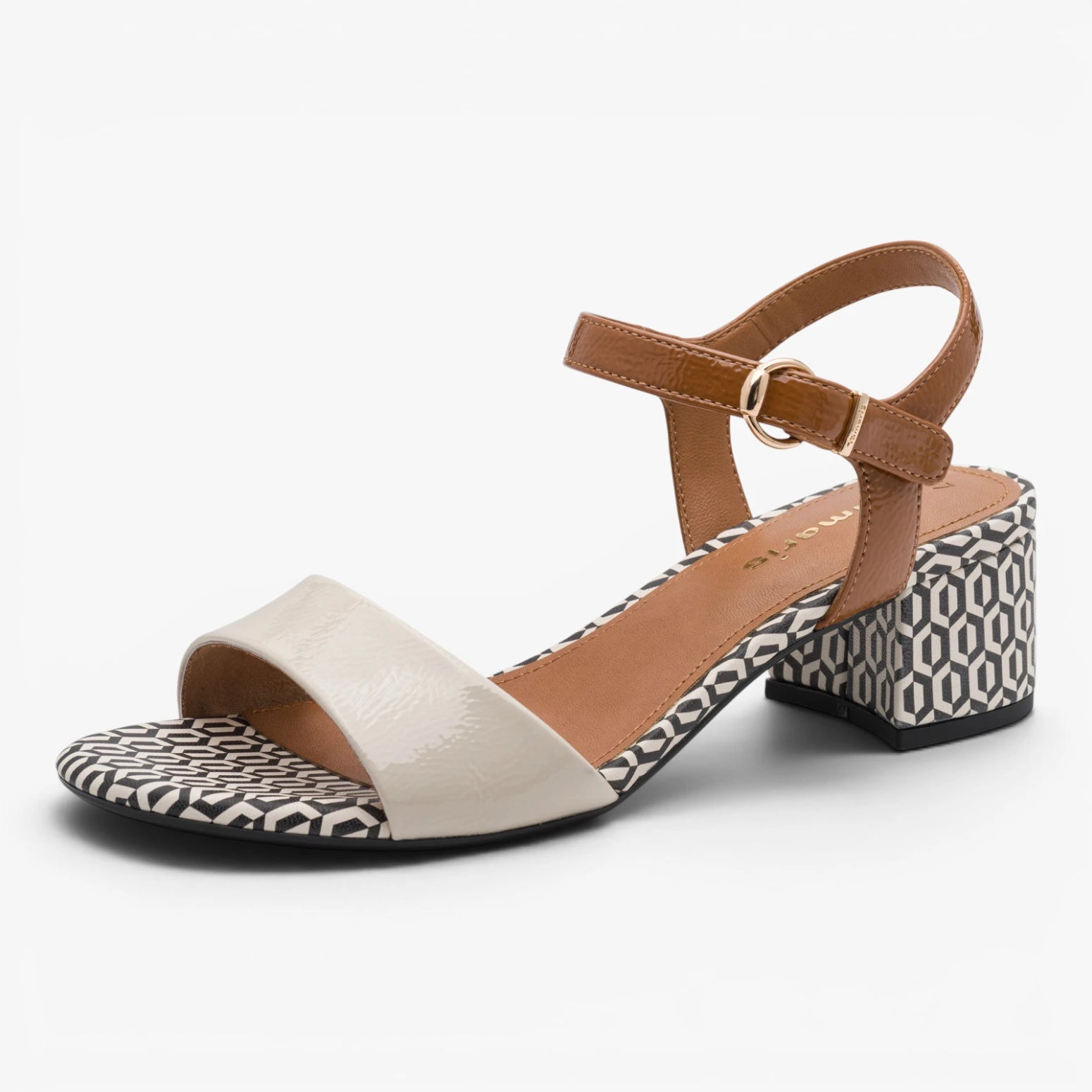 Tamaris Ivory Comb Block Heel Sandals 1-28249-42-430