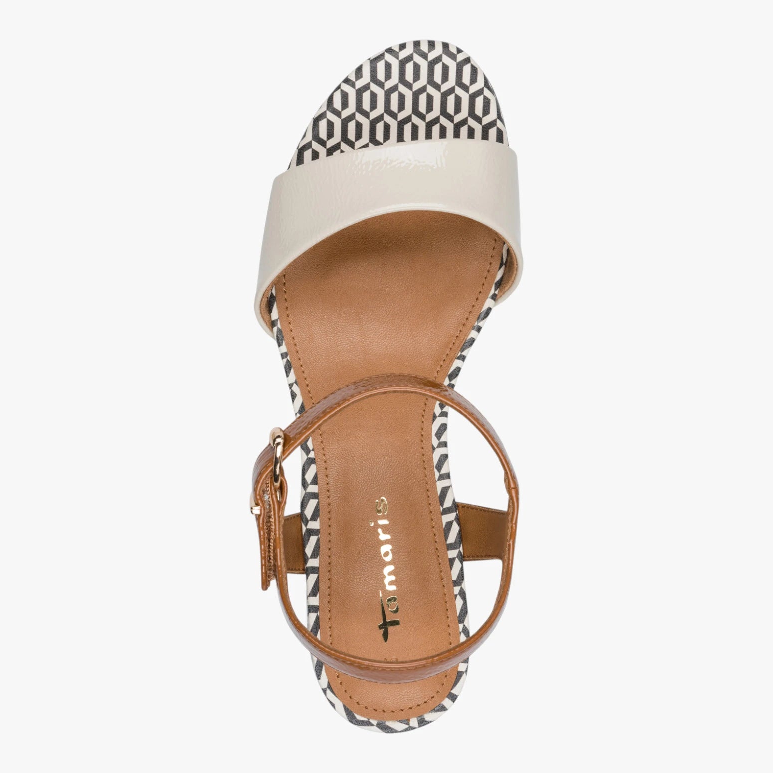 Tamaris Ivory Comb Block Heel Sandals 1-28249-42-430
