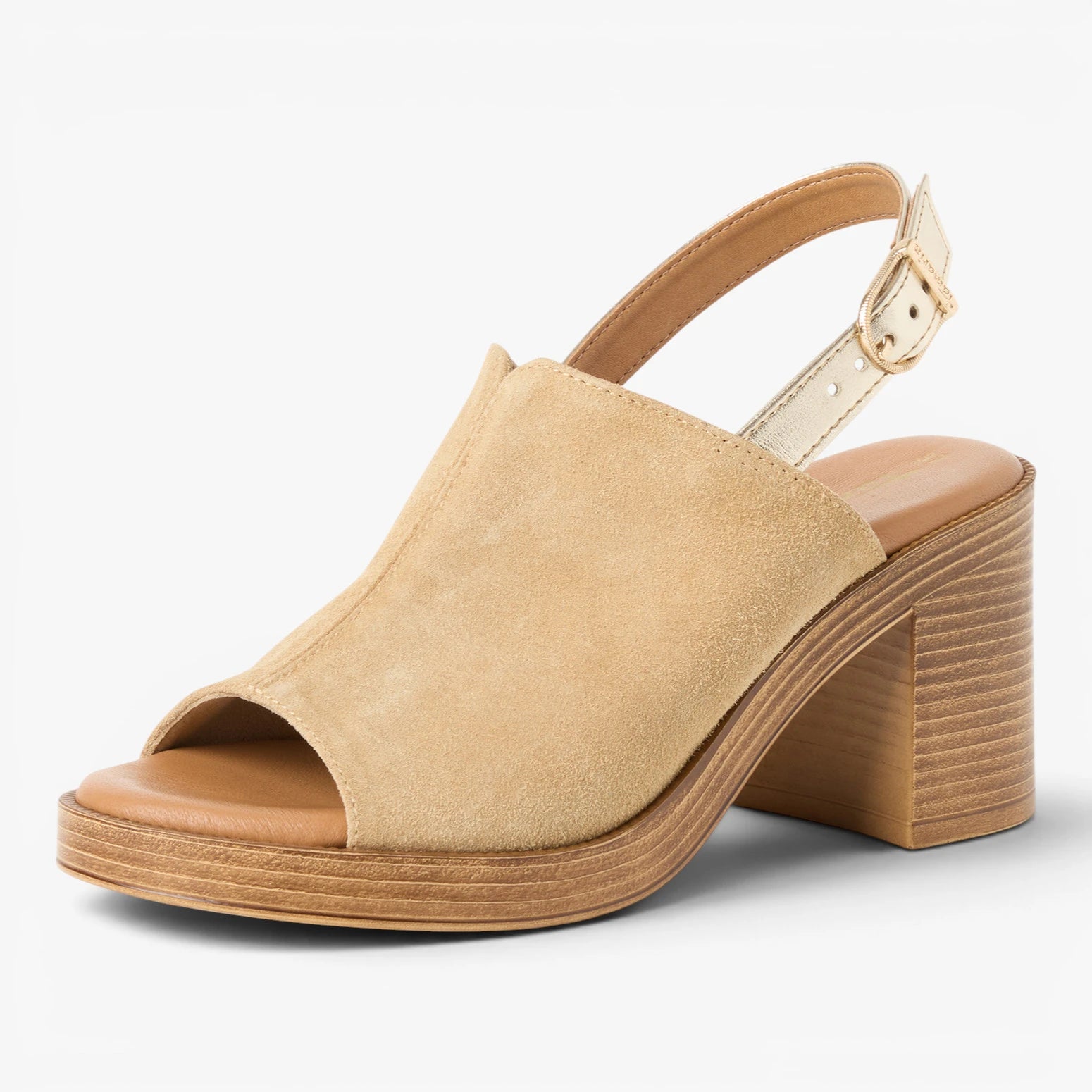 Tamaris Beige Suede Block Heel Sandals 1-28304-44-400