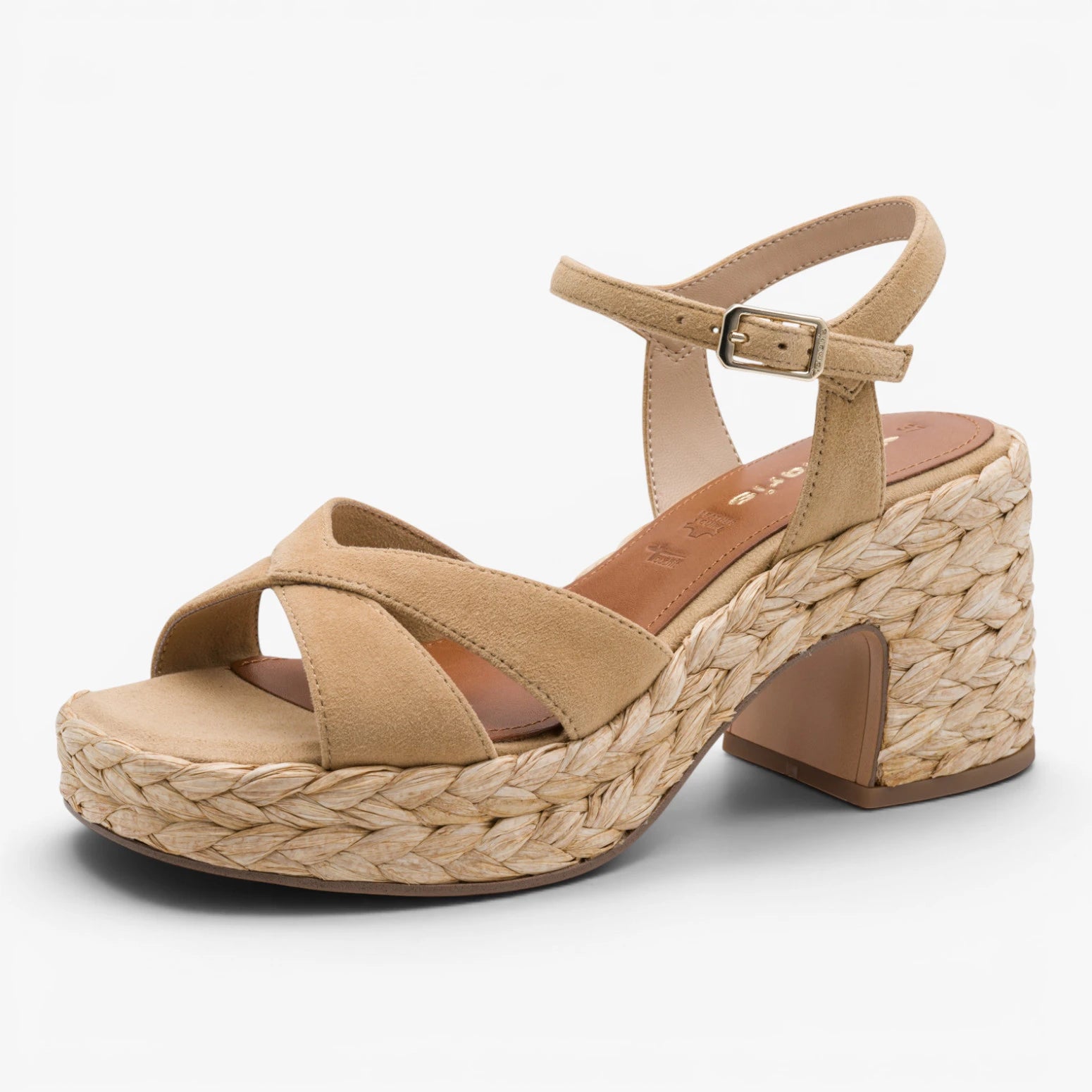 Tamaris Tan Suede Platform Sandals 1-28313-44-436