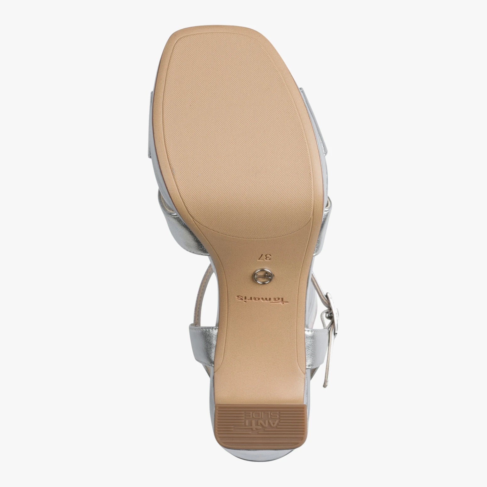 Tamaris Silver Platform Block Heel Sandals 1-28349-42-941