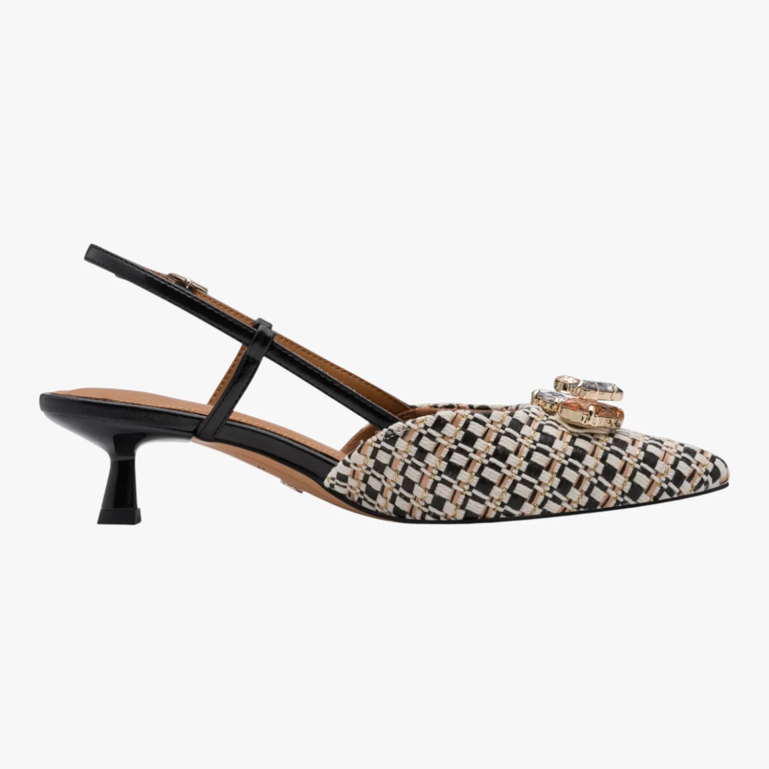 Tamaris Black Patterned Slingback Heel