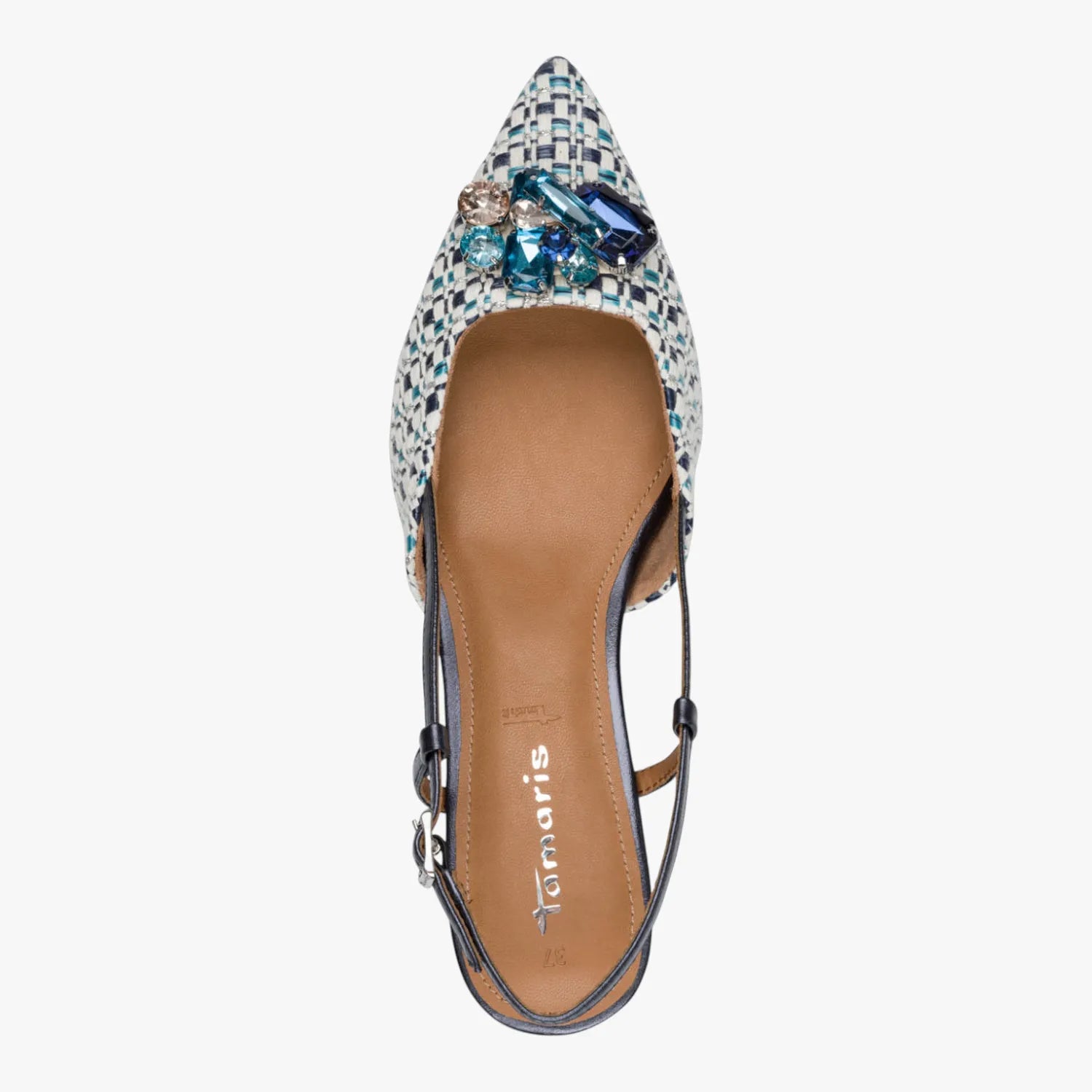 Tamaris Blue Comb Slingback Court Shoe