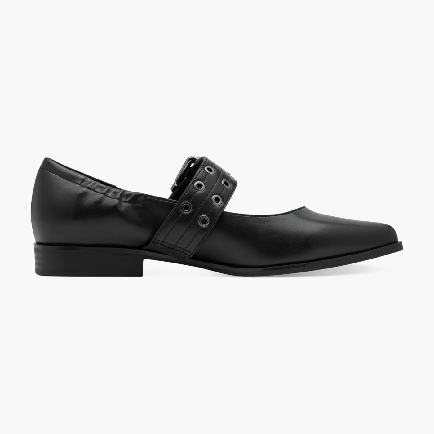 Marco Tozzi Black Buckled Ballerina with FEEL ME Comfort - Leavys Shoes