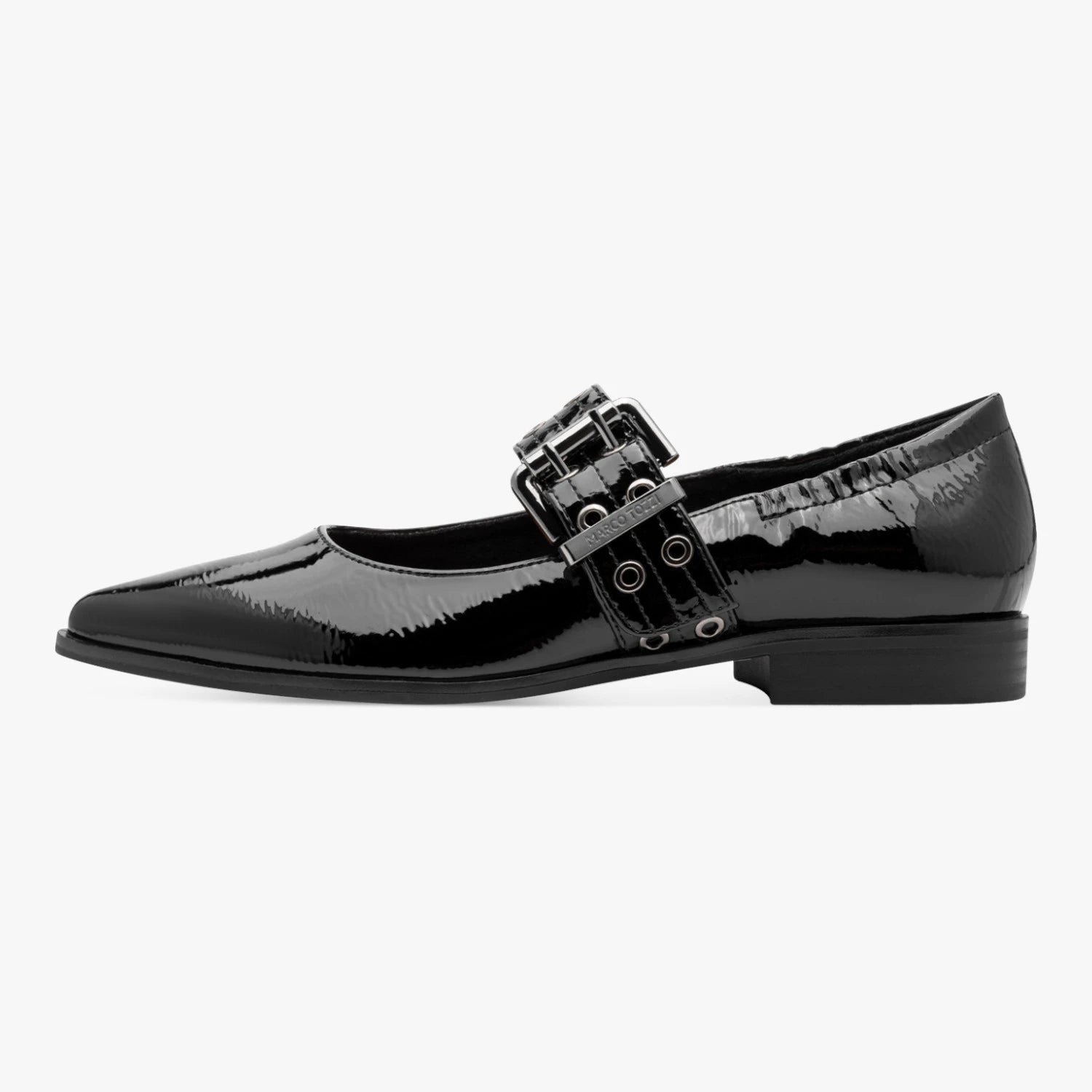 Marco Tozzi Black Patent Eyelet Mary Jane Shoes