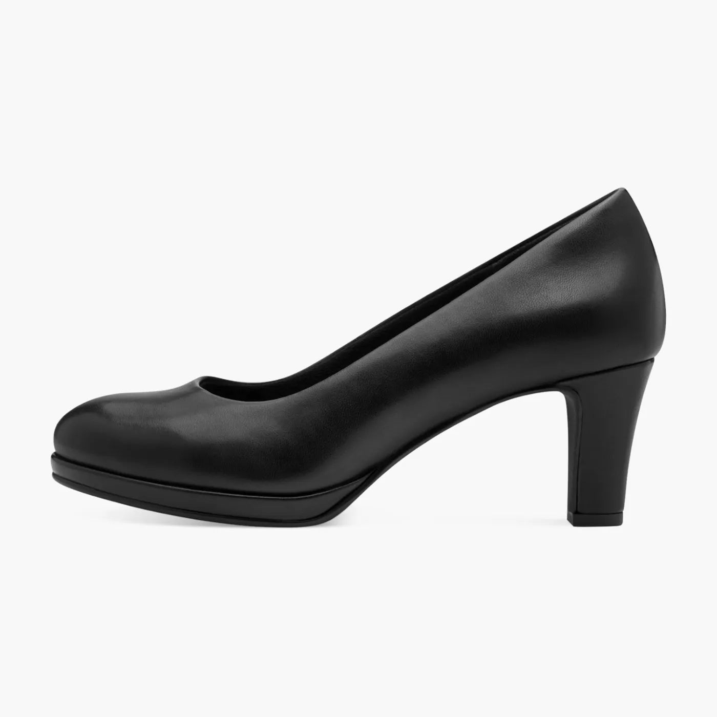 Marco Tozzi Black Court Shoe with Cone Heel & FEEL ME - Leavys Shoes