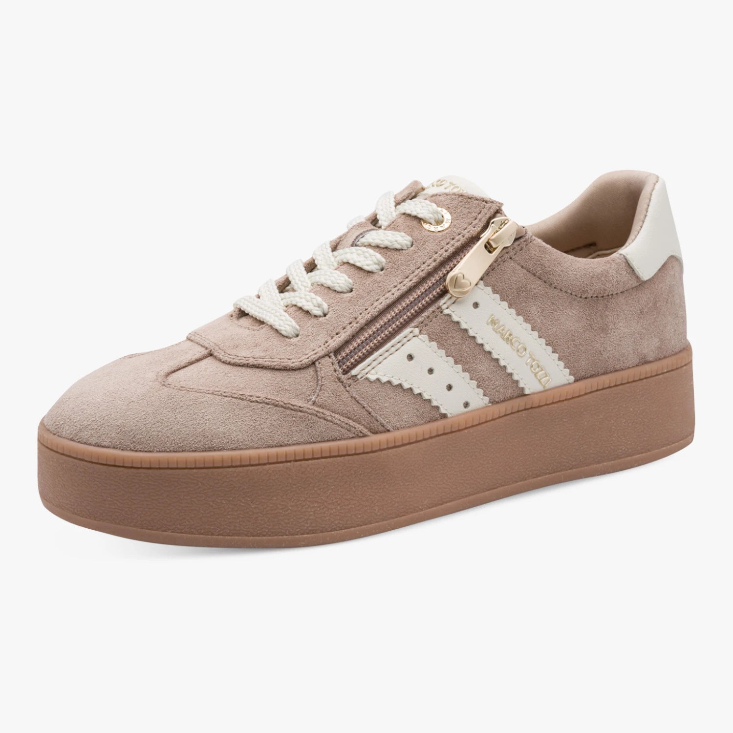 Marco Tozzi Tan Suede-Effect Platform Trainers