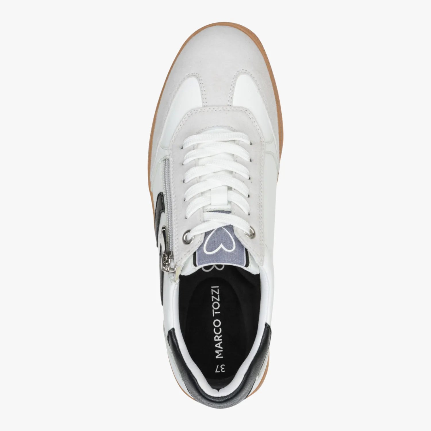Marco Tozzi White Black Trainer (Lace Up and Zip)