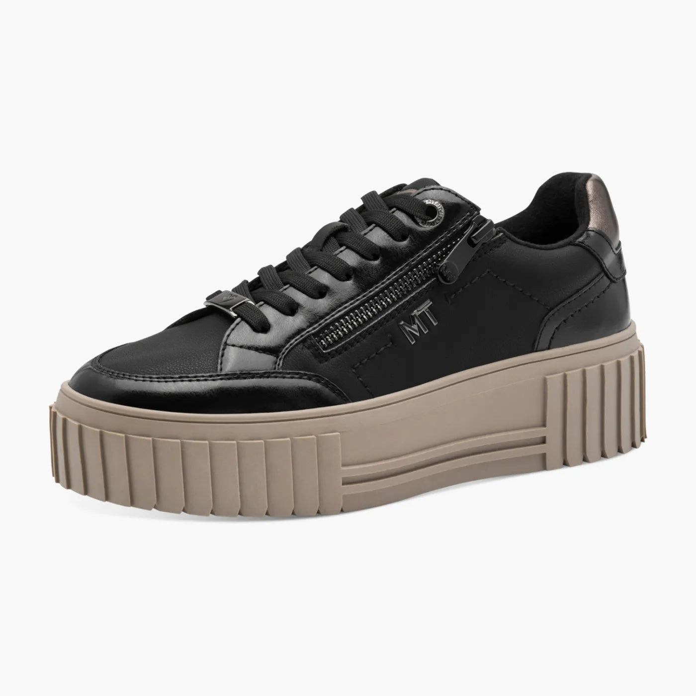 Marco Tozzi Black Platform Trainer with Contrast Sole - Leavys Shoes